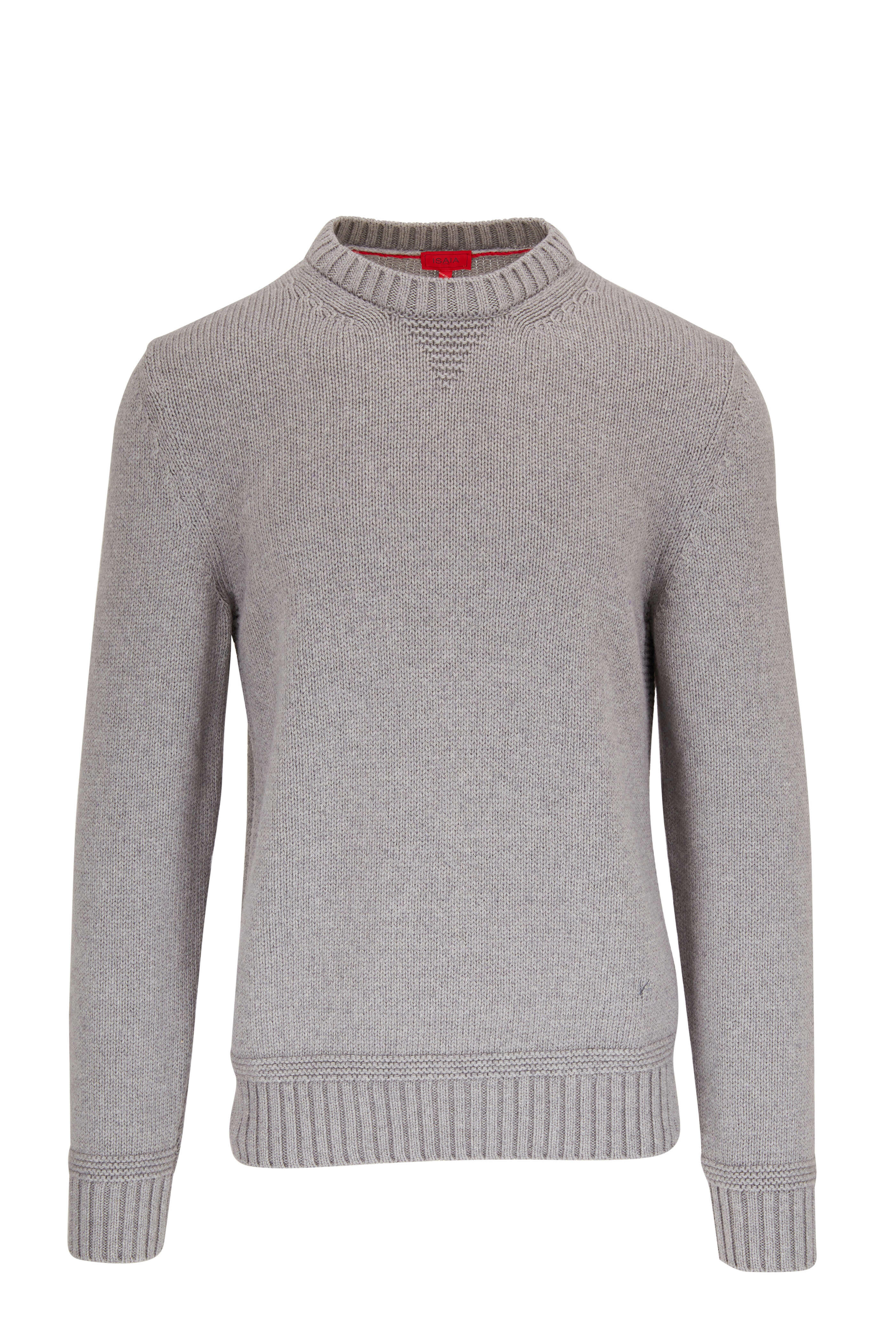 Isaia - Gray Cashmere & Cotton Crewneck Pullover