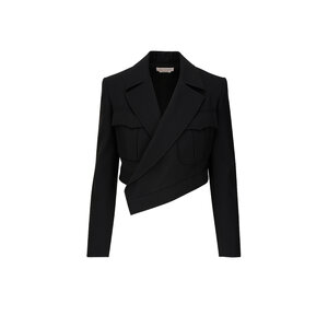 アウターその他 MCQUEEN Cropped nail McQueen - Black Tailored Striped Slash Jacket | Mitchell Stores