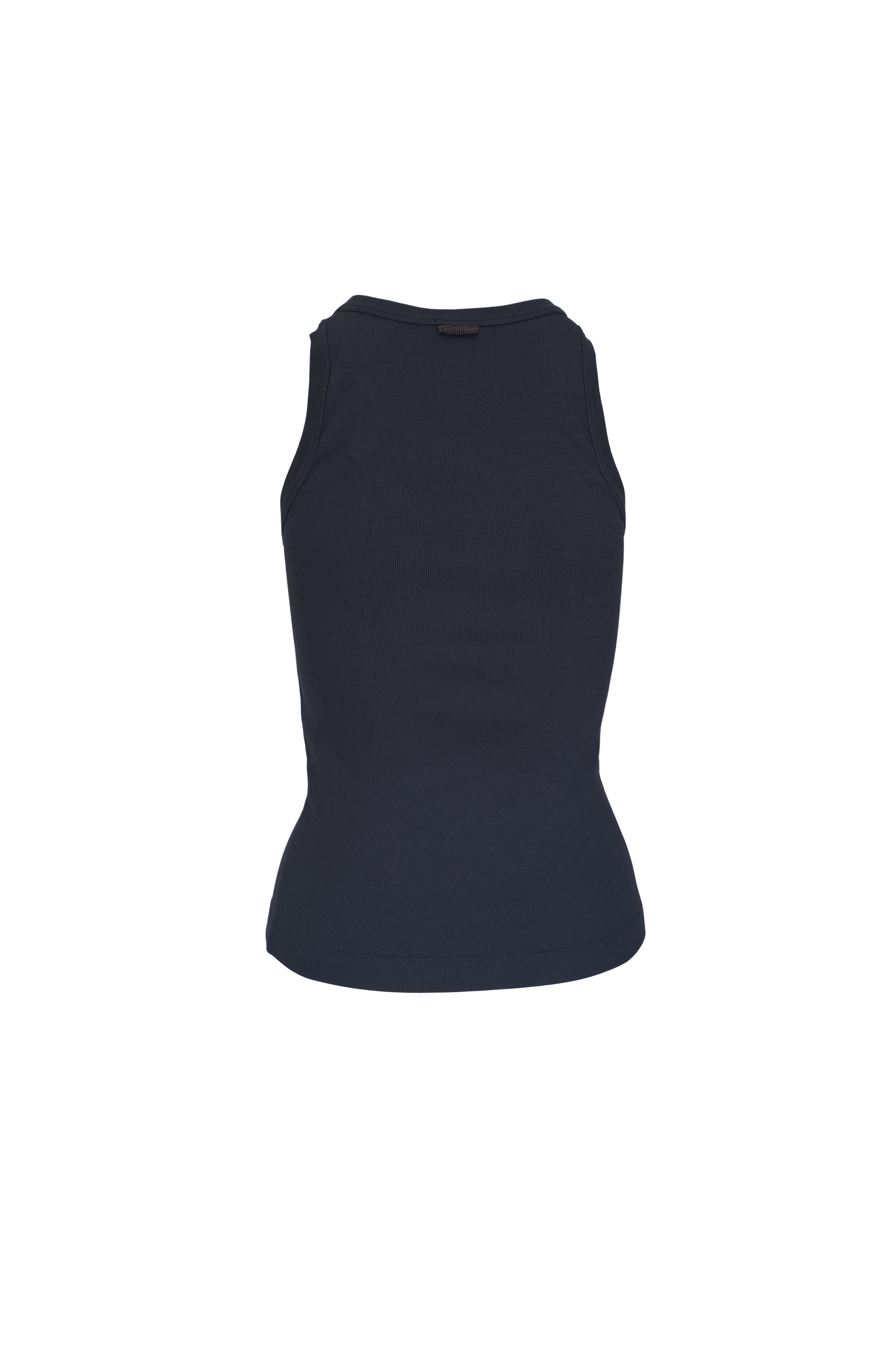 Brunello Cucinelli - Navy Monili Trim Rib Tank