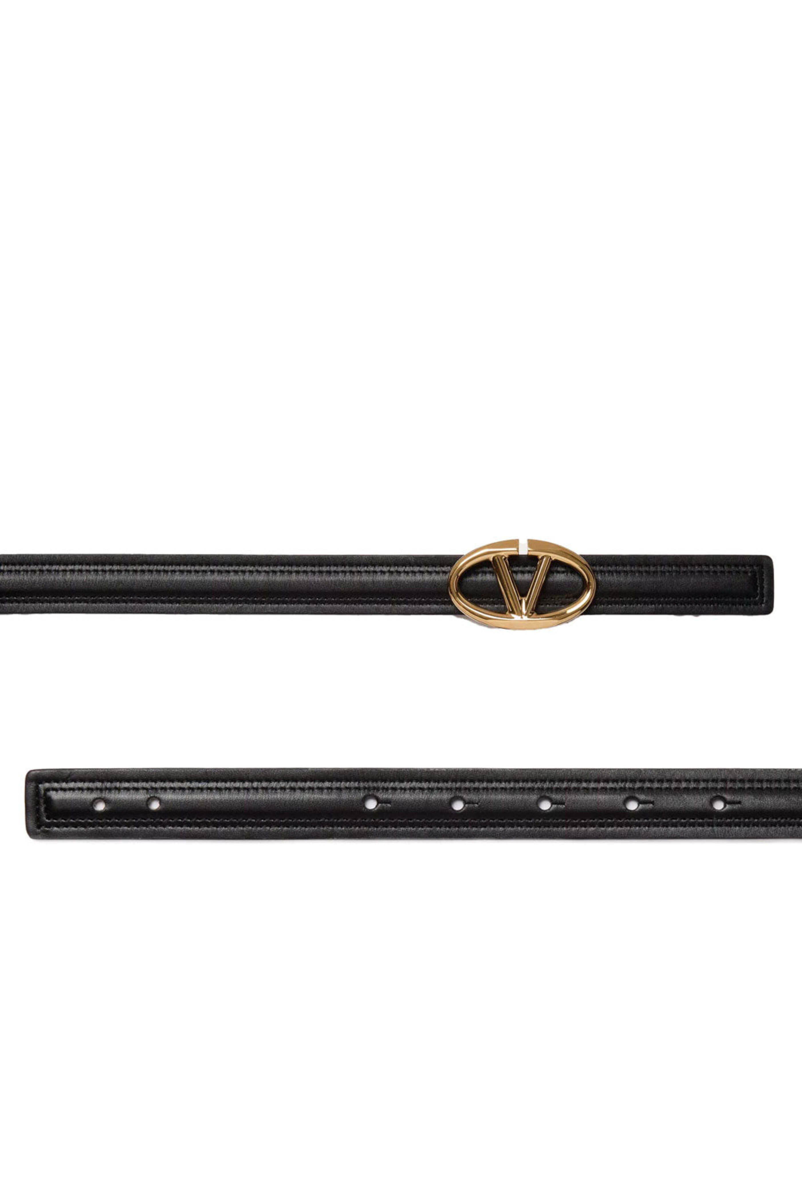 Valentino Garavani - VLogo Moon Reversible Belt in Tan and Nero