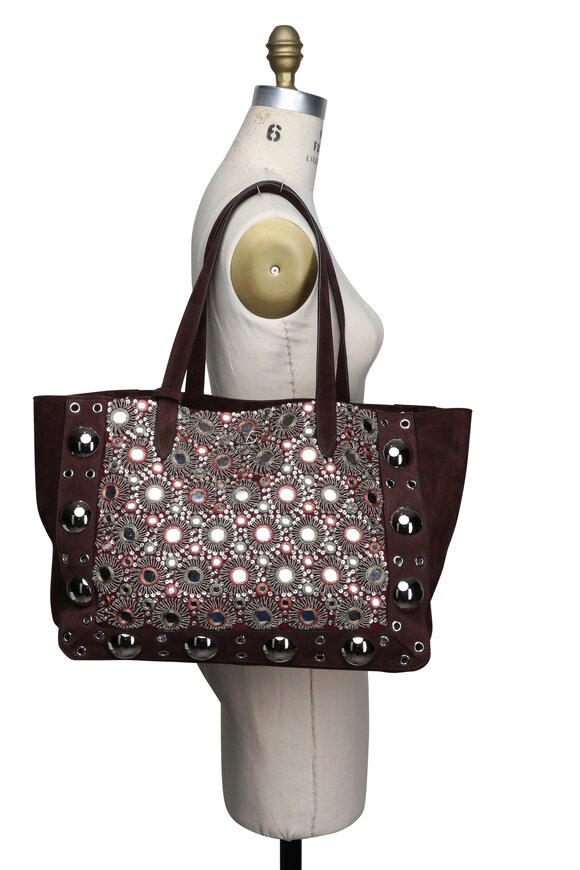 Valentino Garavani Medium Nellcote Embellsihed Suede Mirror Tote - view 9