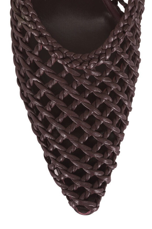 Le Monde Béryl Victoria Burgundy Knotted Leather Wedge Mule, 40mm - view 5