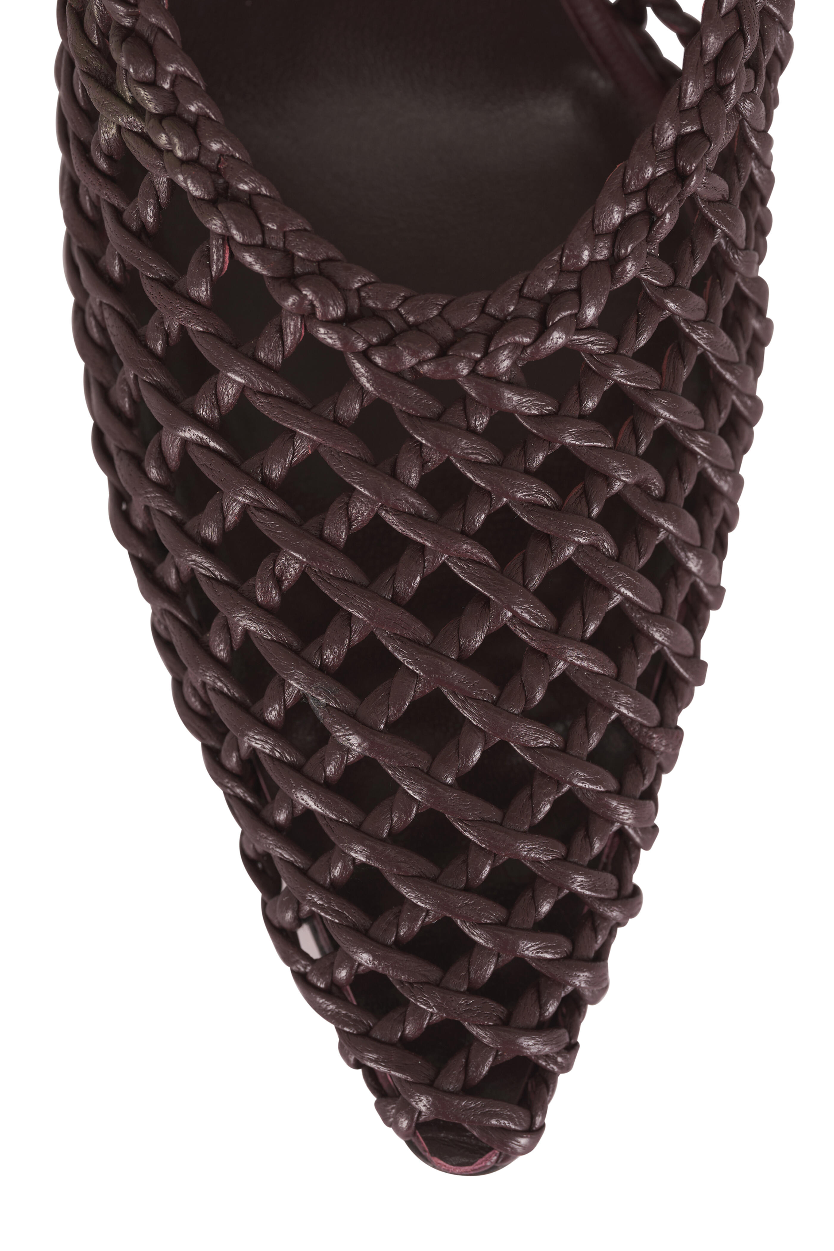 Le Monde Béryl - Victoria Burgundy Knotted Leather Wedge Mule, 40mm