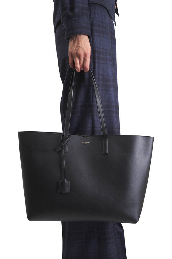 Saint Laurent Black Leather Shopping Tote - view 7