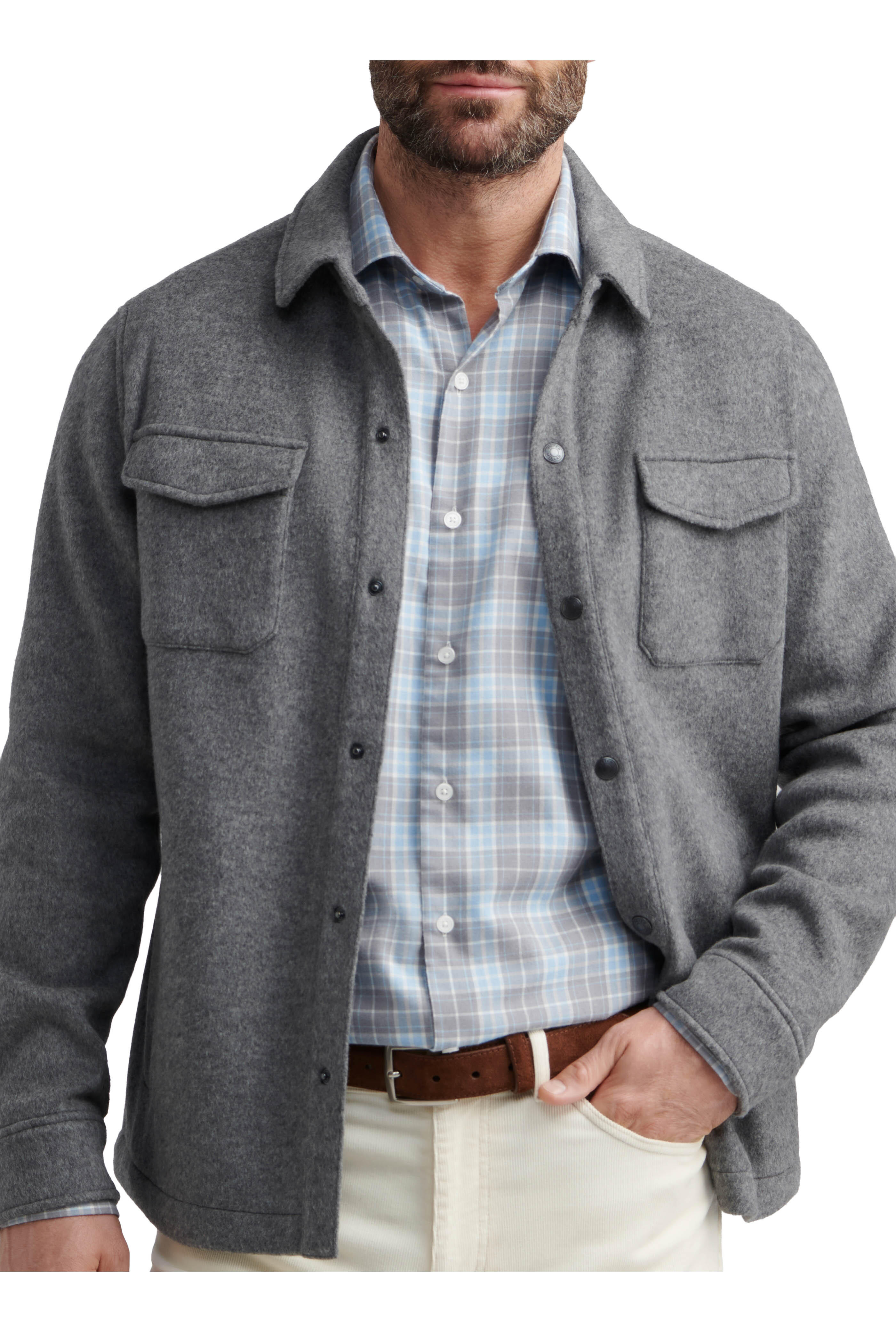 Peter Millar - Crown Flex Oslo Gray Merino Wool Shirt Jacket