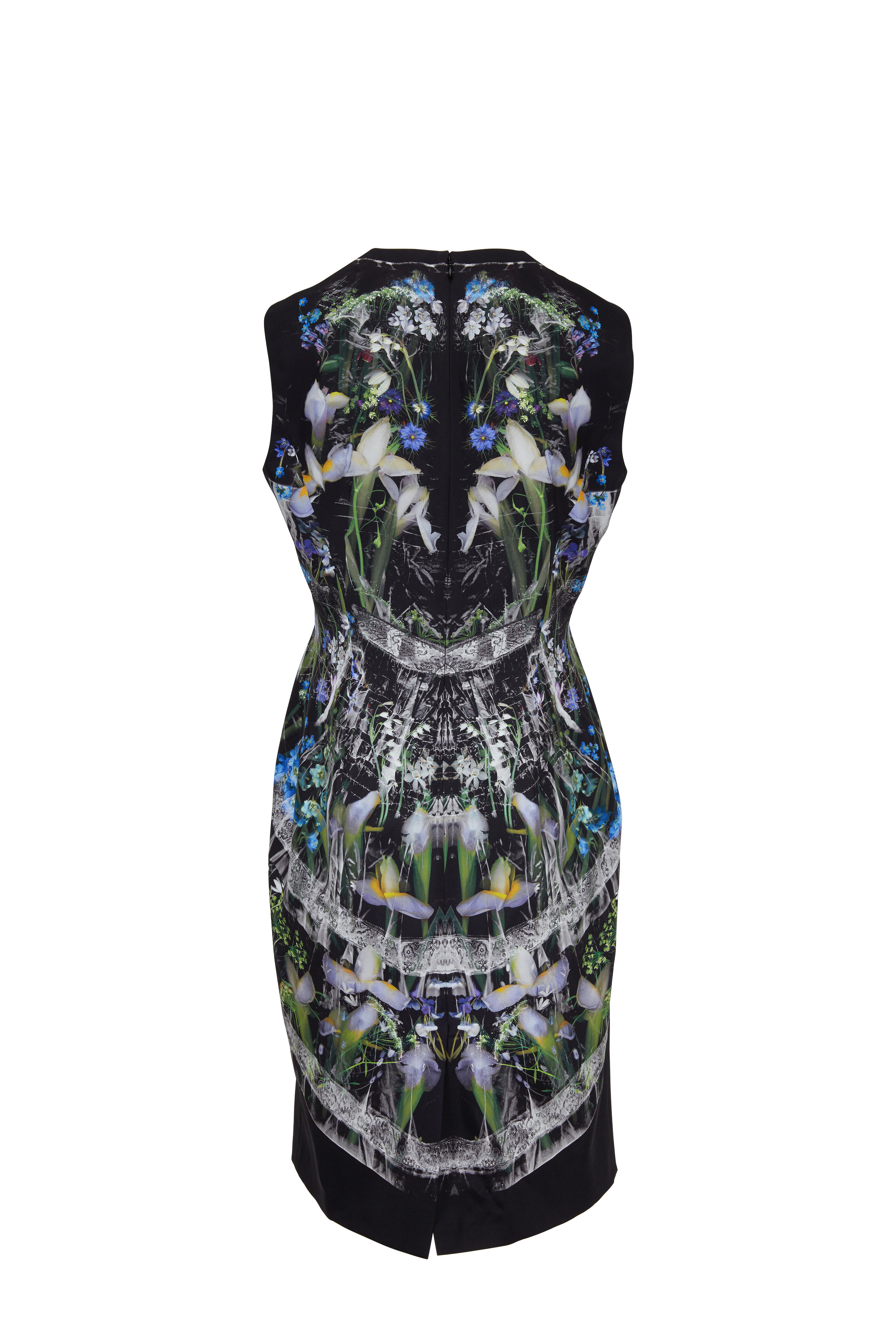 McQueen - Ophelia Black Floral Silk Poplin Dress