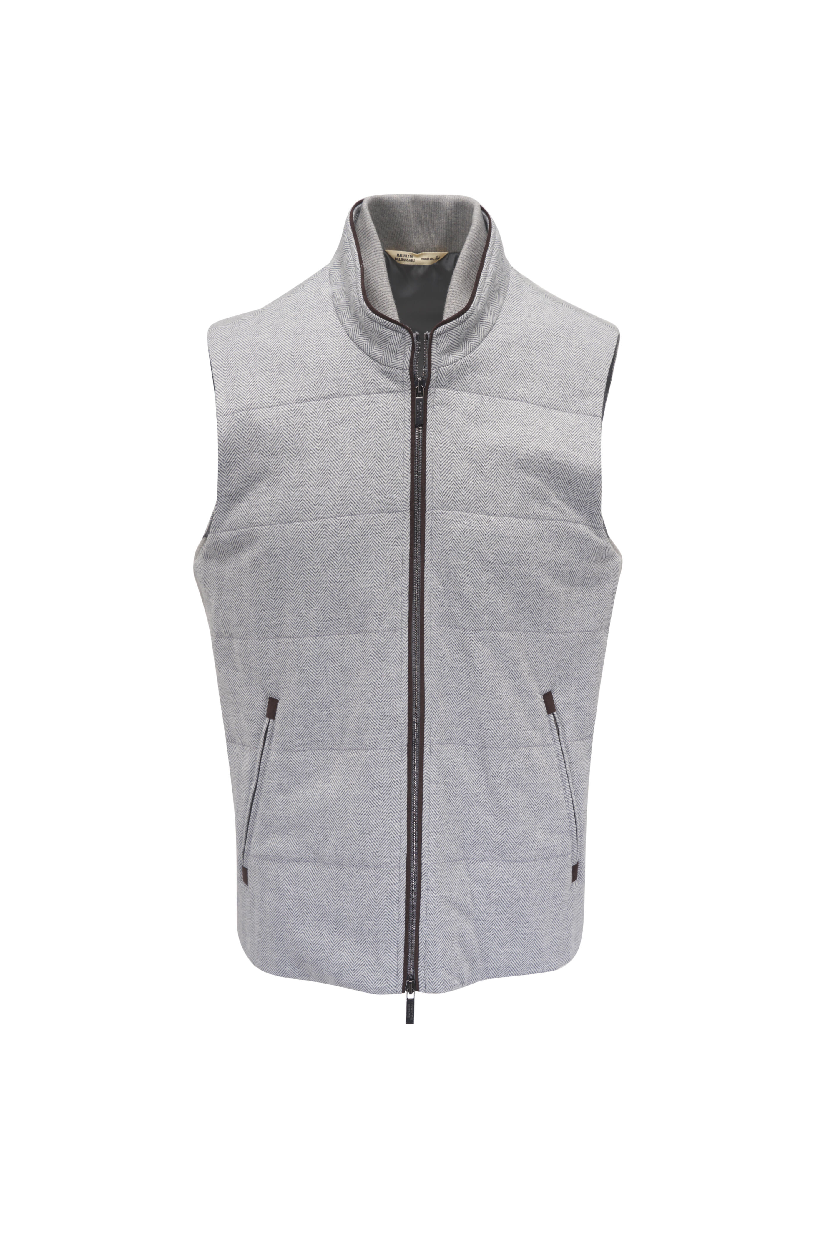 Maurizio Baldassari - Gray Herringbone Wool, Cashmere & Silk Vest