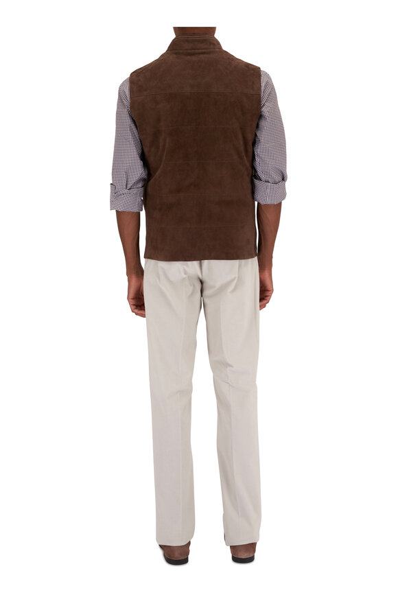 Maurizio Baldassari - Brown Suede & Knit Panel Vest 