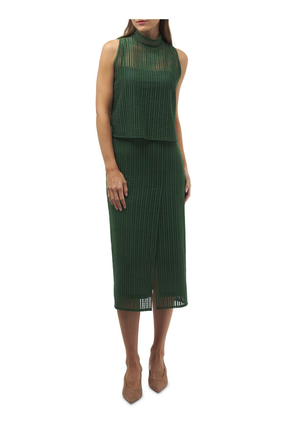 Akris - Tech Stripe Pine Green Midi Skirt