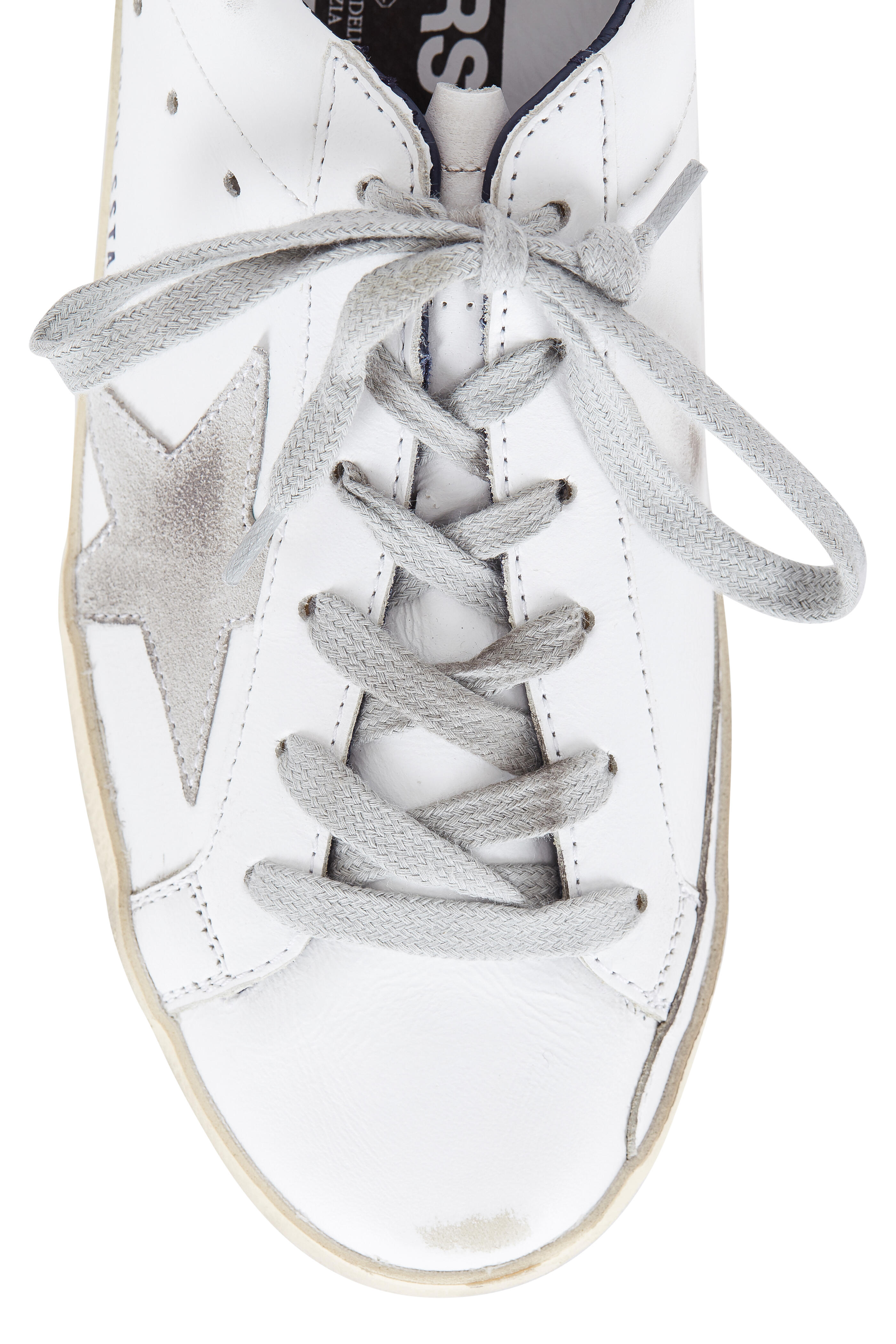 Golden Goose - Women's Superstar White Leather Navy Trim Sneaker