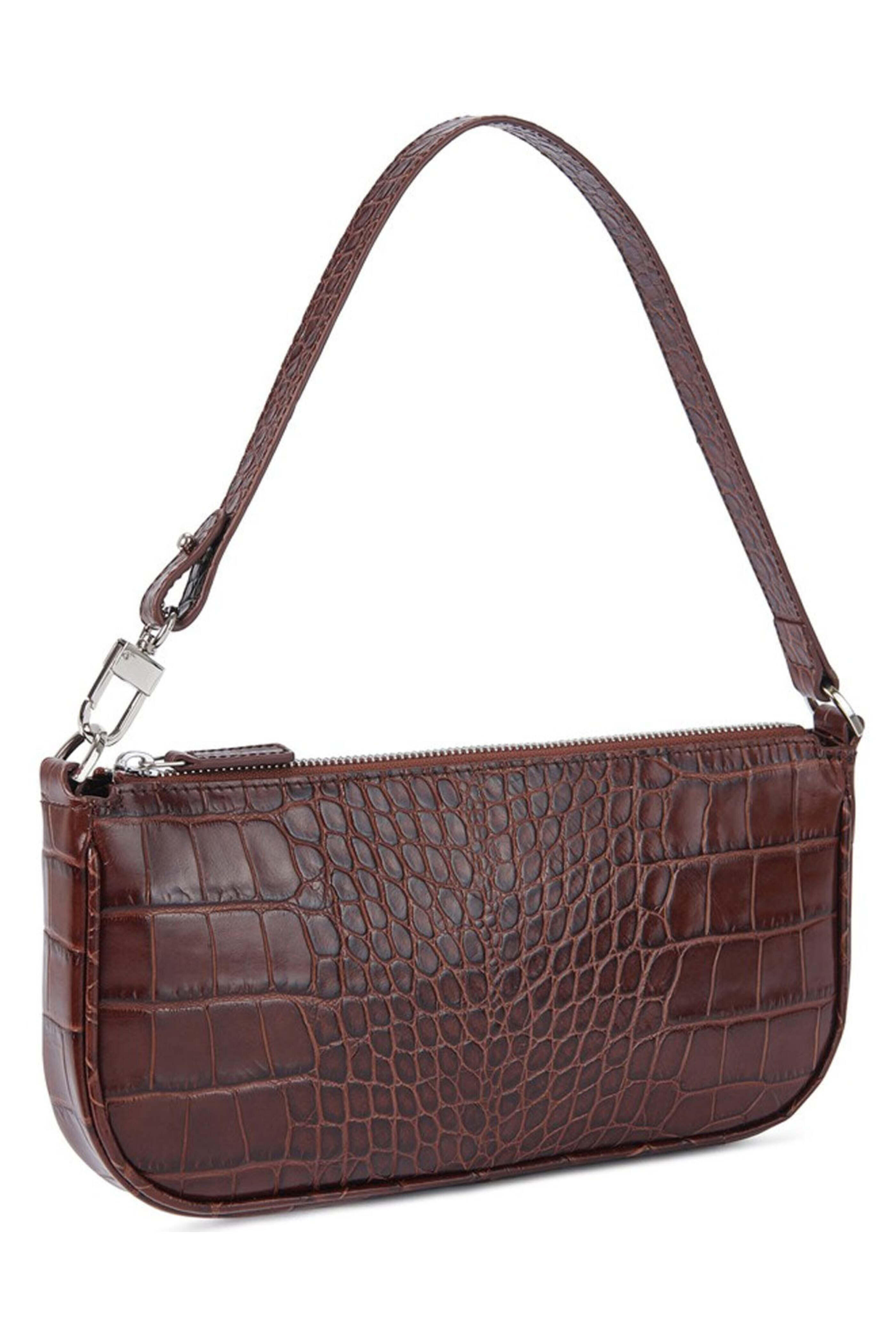 By Far - Rachel Croco Embossed Bag in Nutella | Mitchell Stores