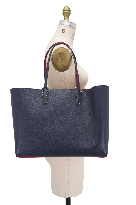 Christian Louboutin Cabata Empire Spike Zaffiro & Silver Leather Tote - view 6