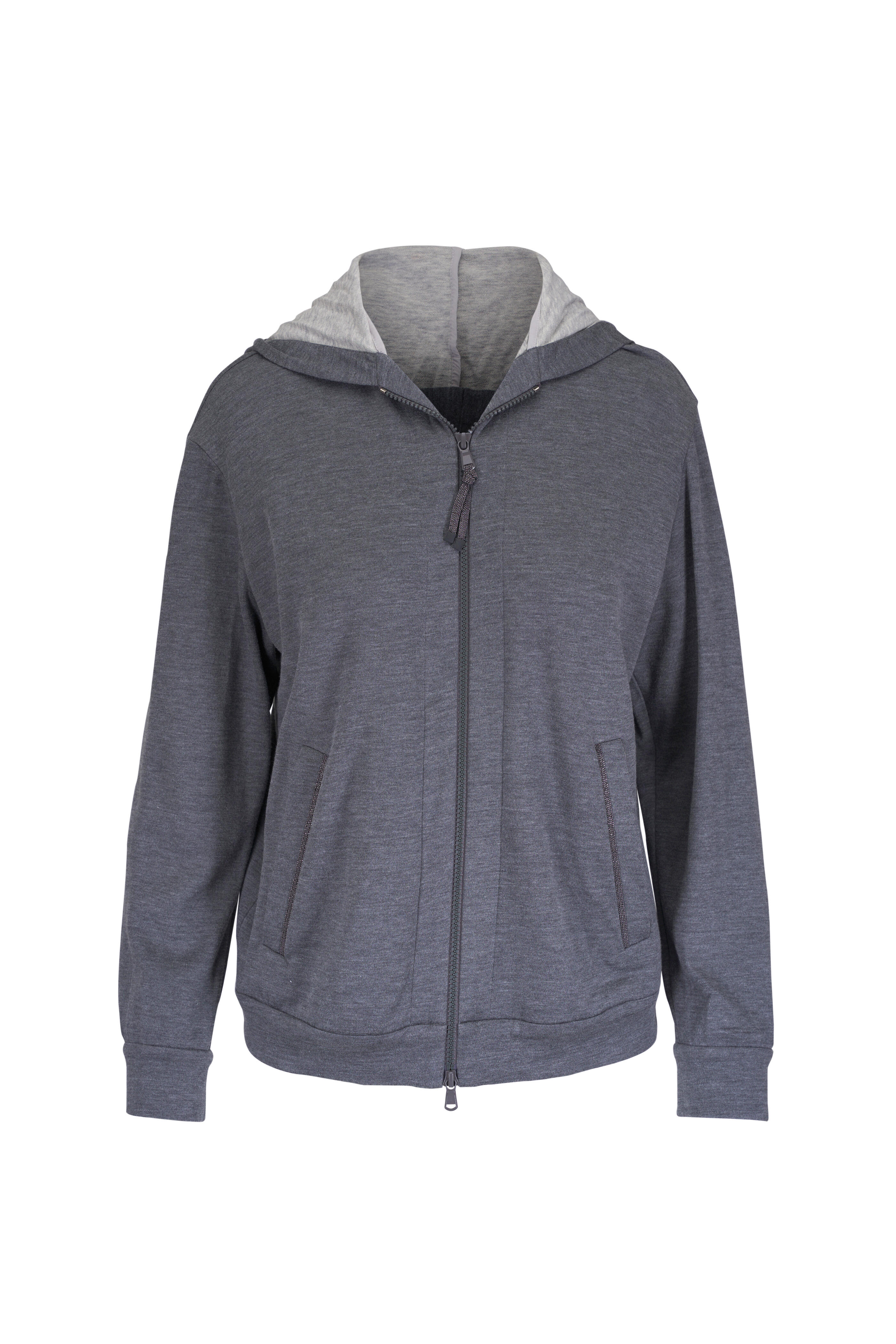 Brunello Cucinelli - Gray Felpa Zip Hoodie - view 1