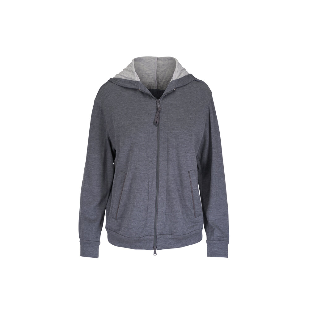 Brunello Cucinelli - Gray Felpa Zip Hoodie | Mitchell Stores