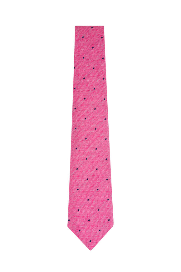 Kiton Pink Polka Dot Silk Necktie - view 1