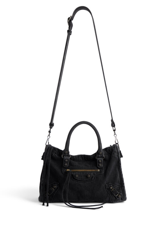 Balenciaga Small Le City Black Denim Top Handle Bag - view 2