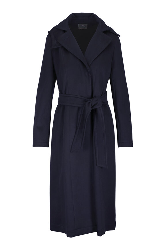 Akris Navy Blue Cashmere Coat - view 1