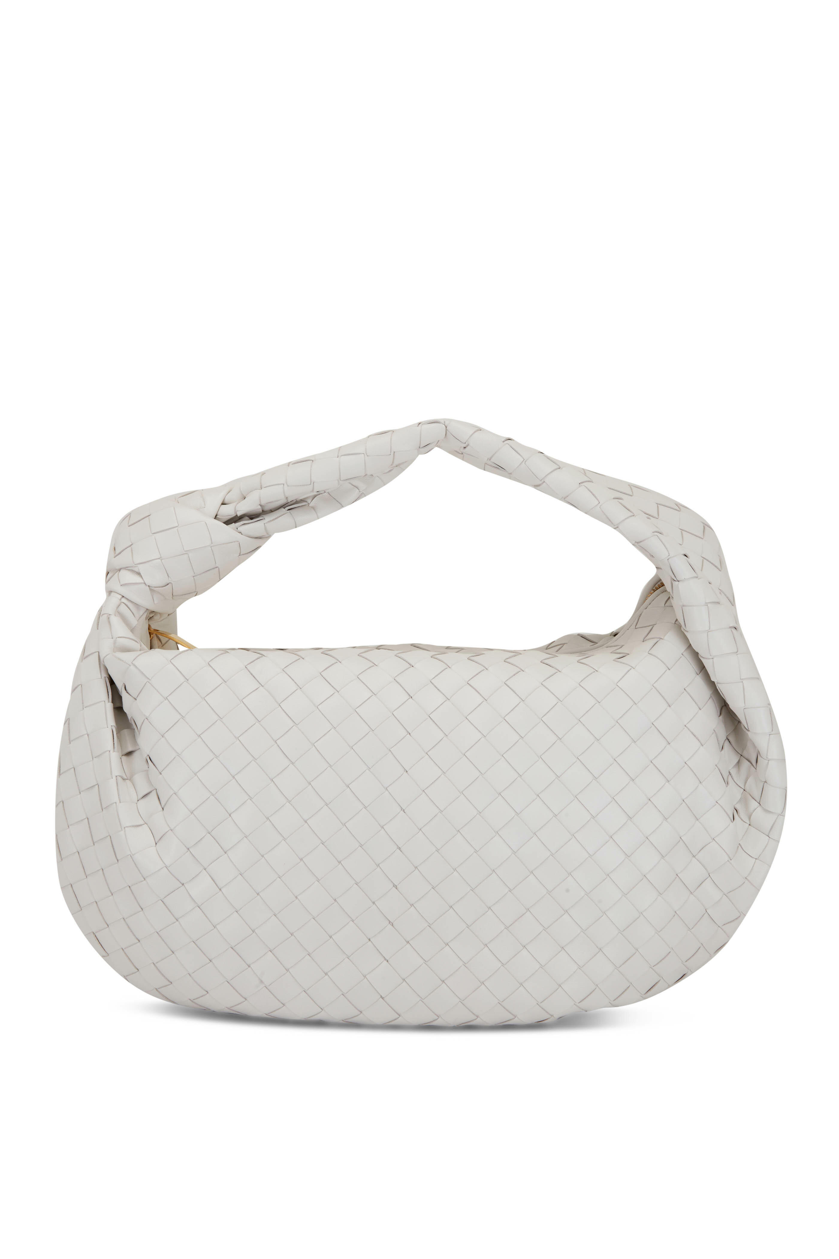 Candy Jodie Leather Shoulder Bag in White - Bottega Veneta