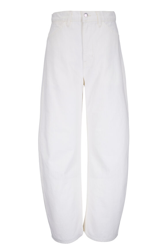 Nili Lotan Tribeca Cream Stretch Cotton Barrel Leg Pant