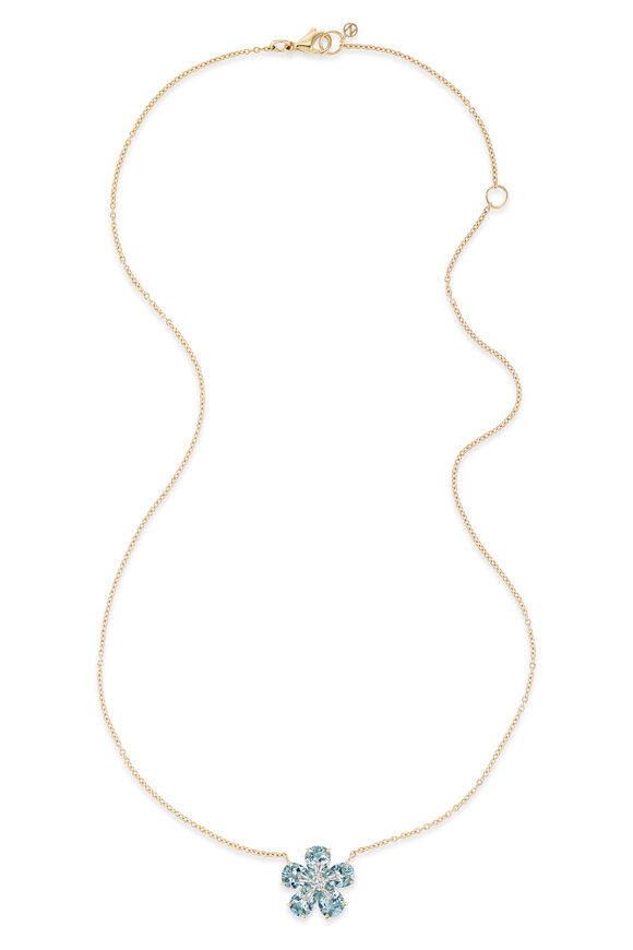 Nam Cho 18k Yellow Gold Aquamarine & Diamond Necklace
