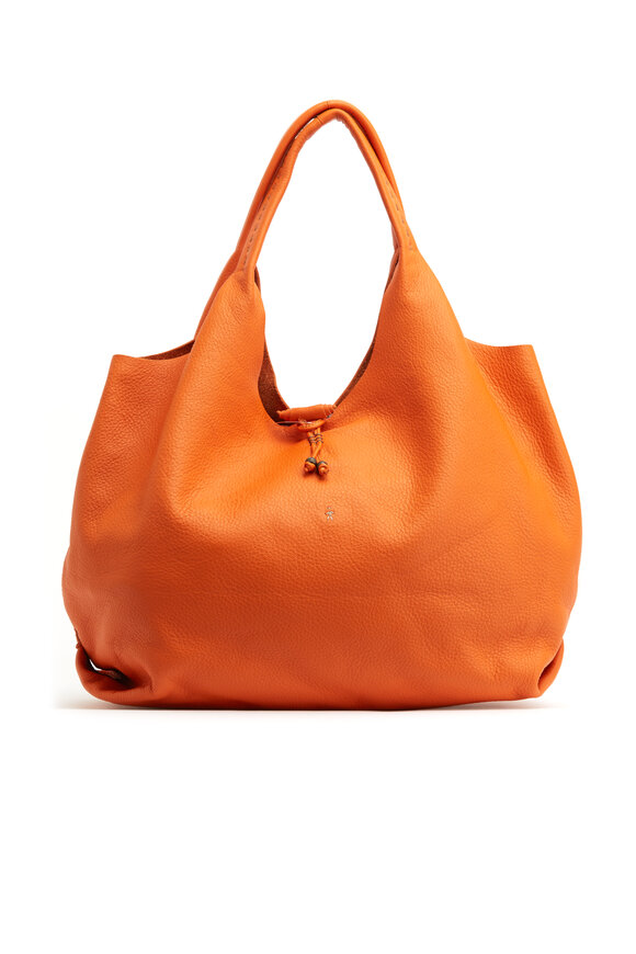 Henry Beguelin - Canotta Orange Pebbled Leather Hobo Handbag