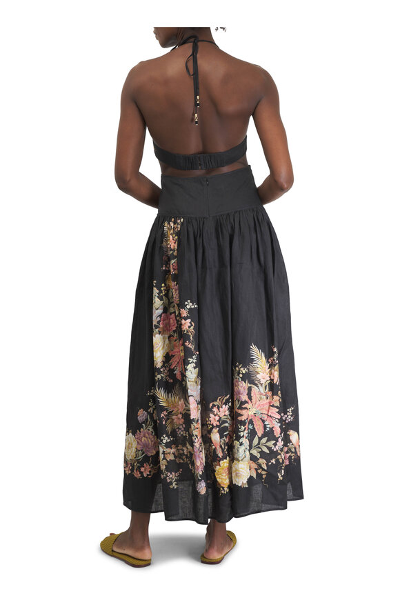 Zimmermann - Tallow Halter Black Floral Midi Dress