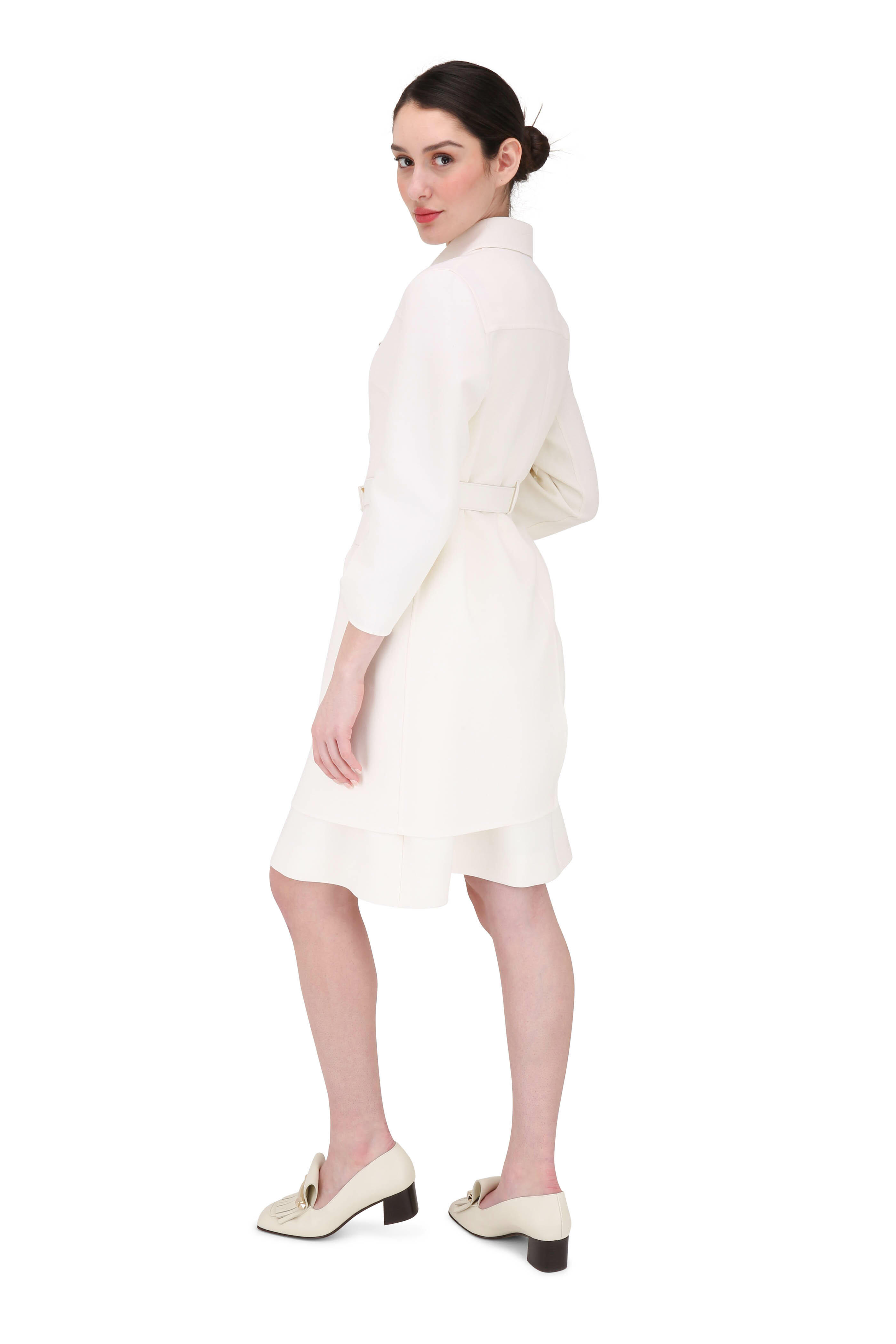 Valentino - Ivory Double-Face Wool Crepe Sleeveless Dress