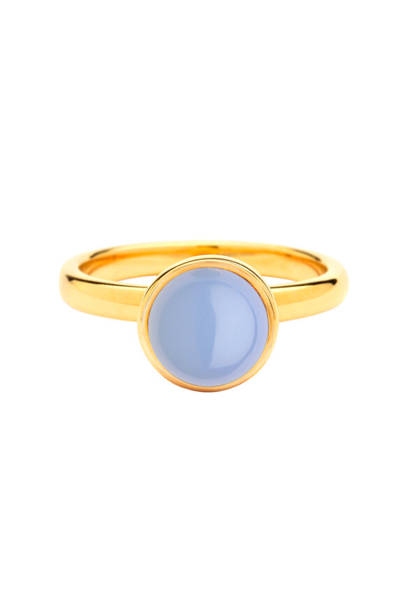 Syna - 18K Yellow Gold Blue Chalcedony Stackable Ring