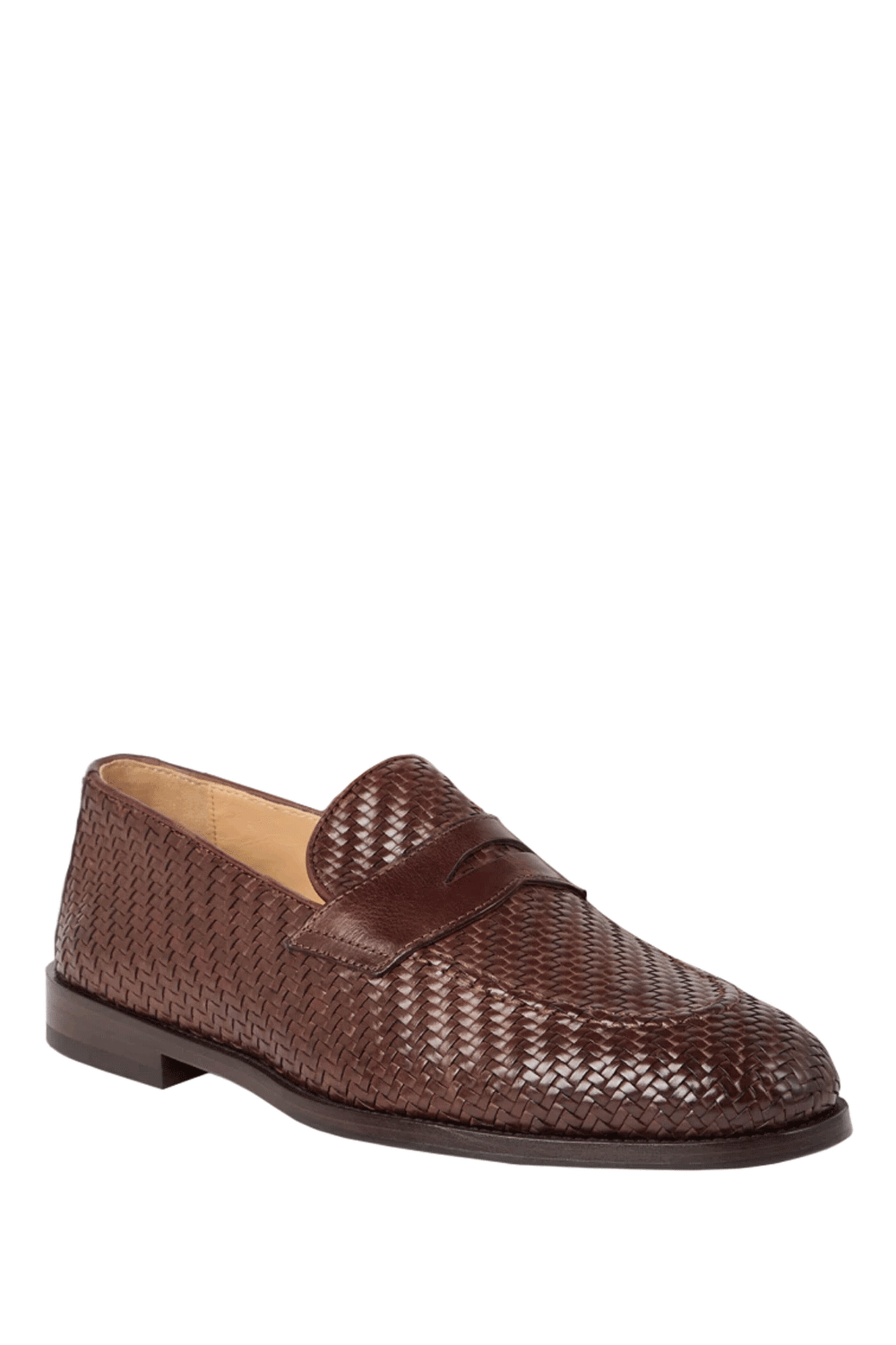 Brunello Cucinelli - Brown Braided Leather Penny Loafer Brunello Cucinelli - Brown Braided Leather Penny Loafer