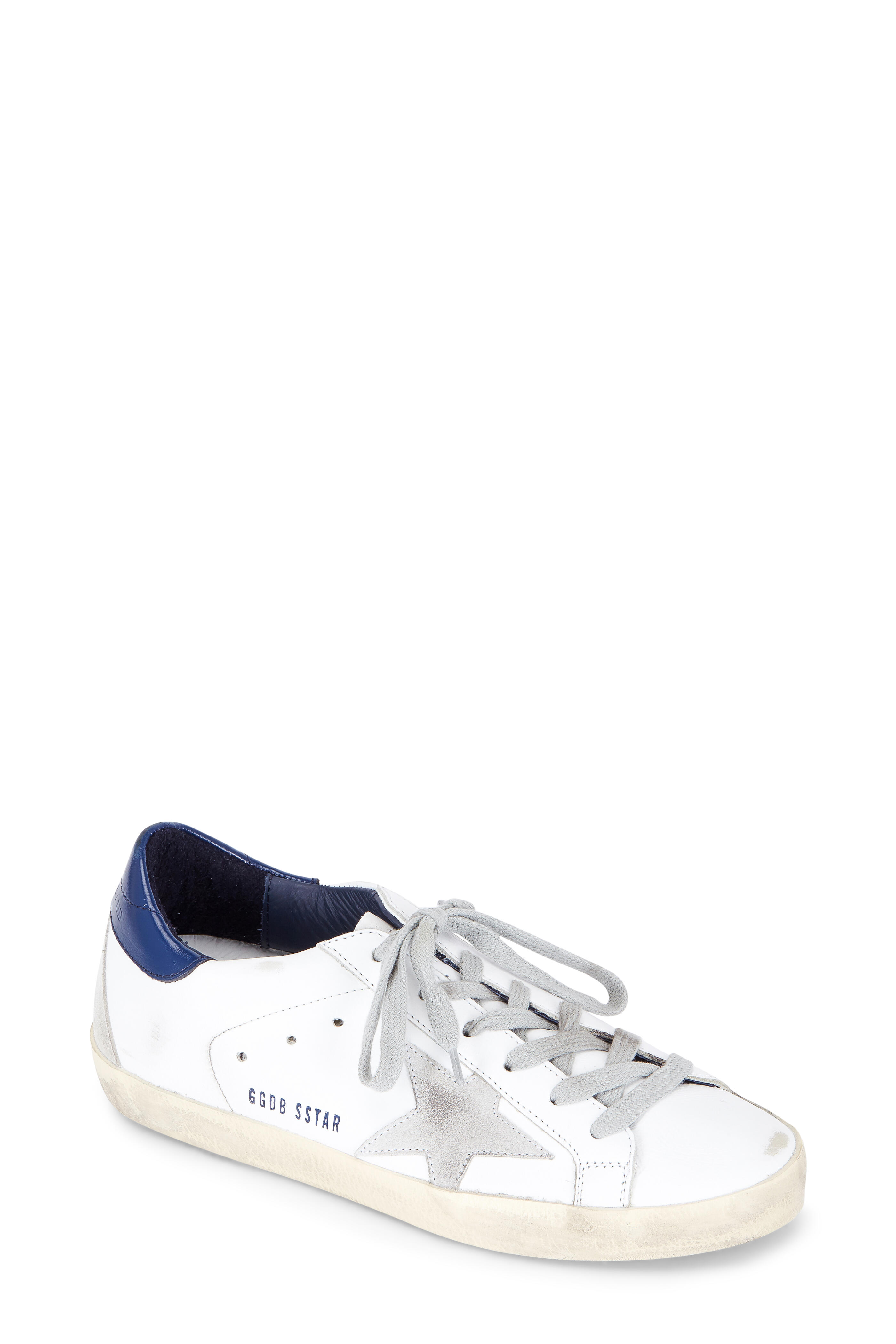 Golden Goose - Women's Superstar White Leather Navy Trim Sneaker