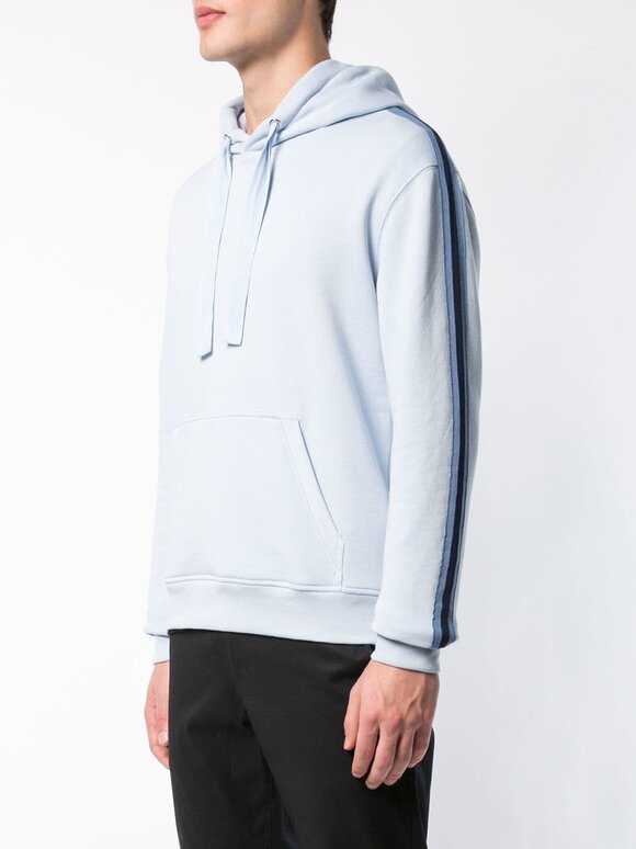 A T M - Powder Blue Striped Detail French Terry Hoodie