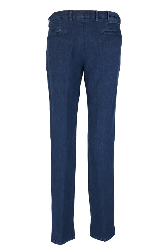 Kiton - Navy Blue Linen Drawstring Pant