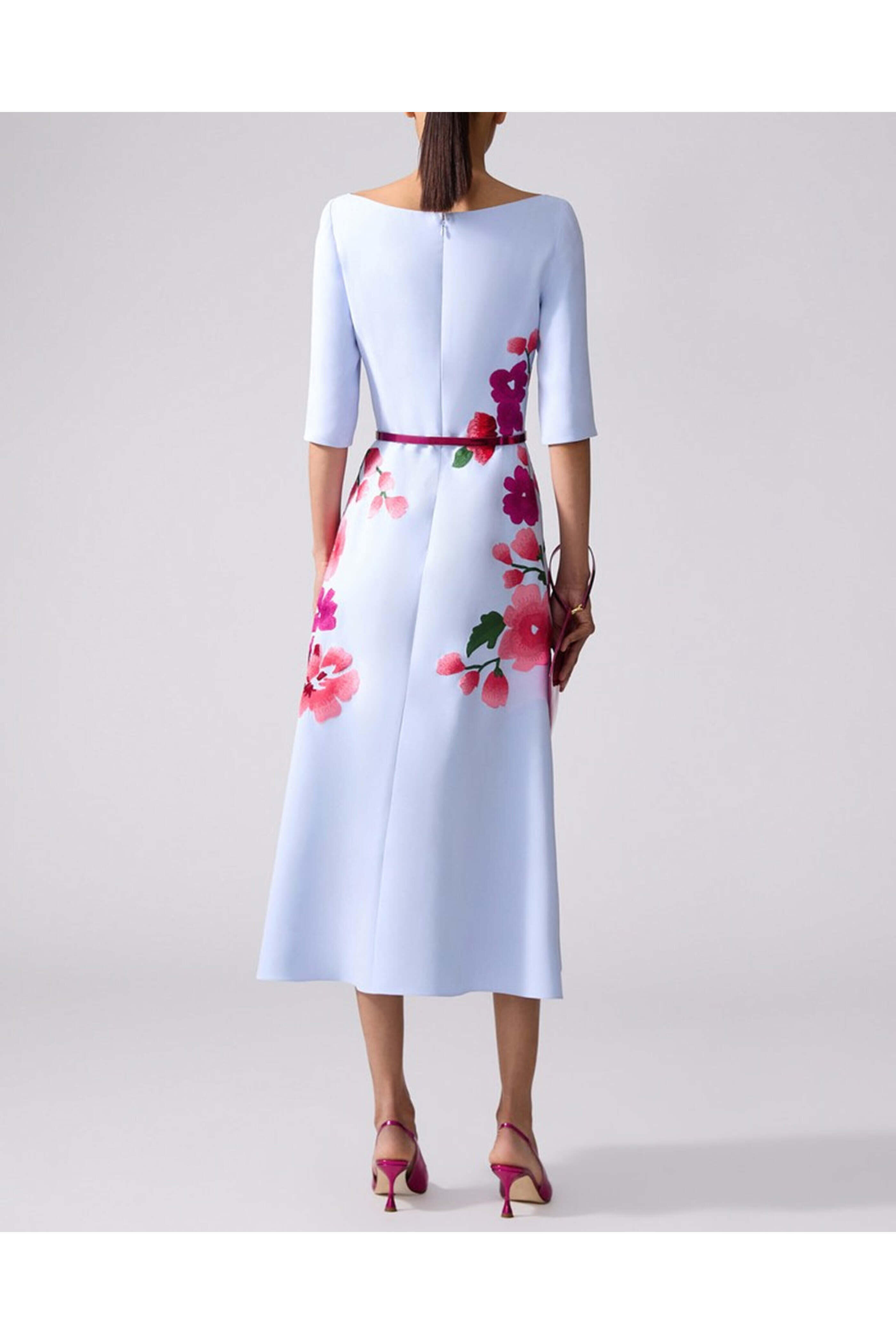 Carolina Herrera - Celeste Embellished Boat Neck Midi Dress