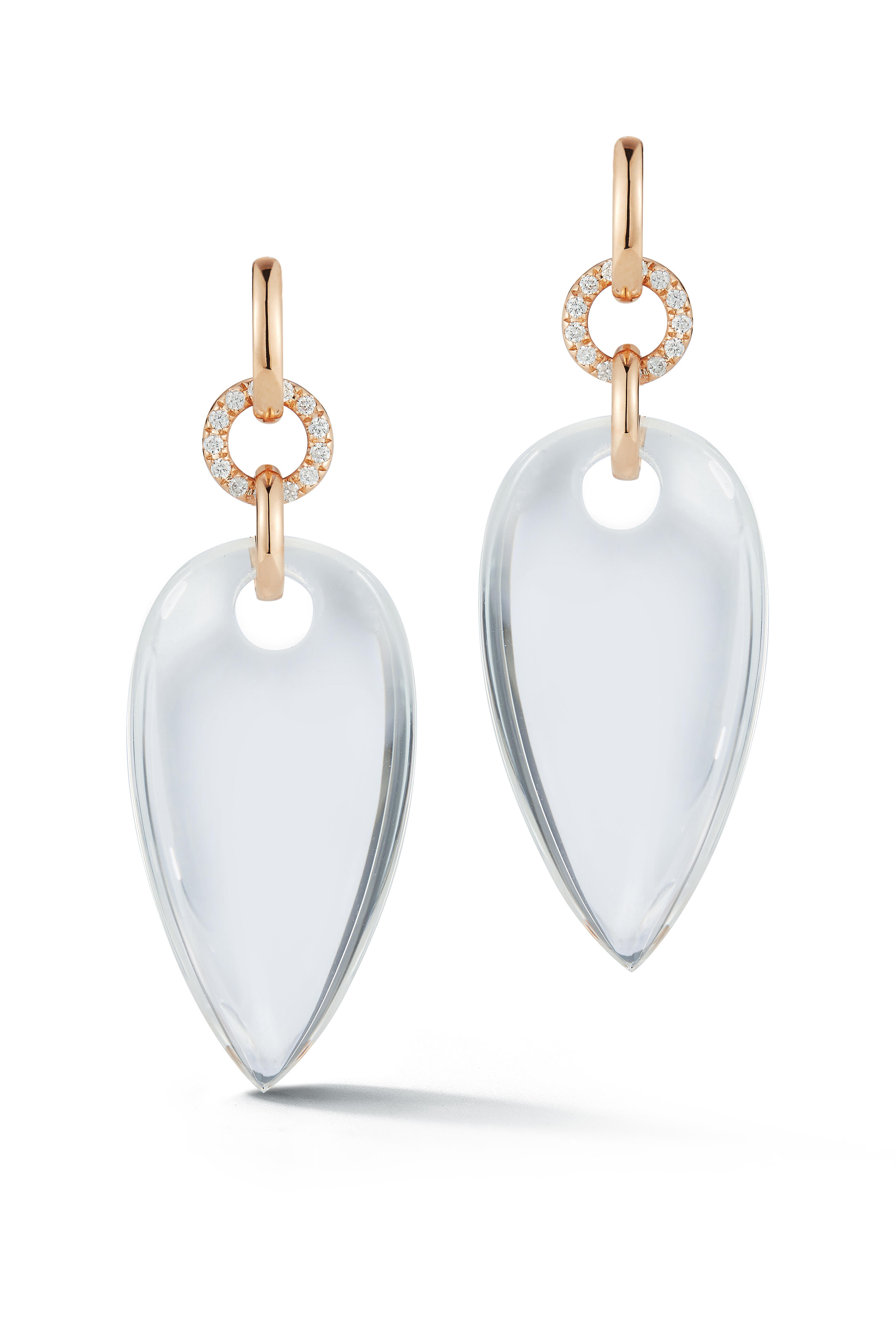 Walters Faith - Bell 18K Gold Diamond & Rock Crystal Drop Earring