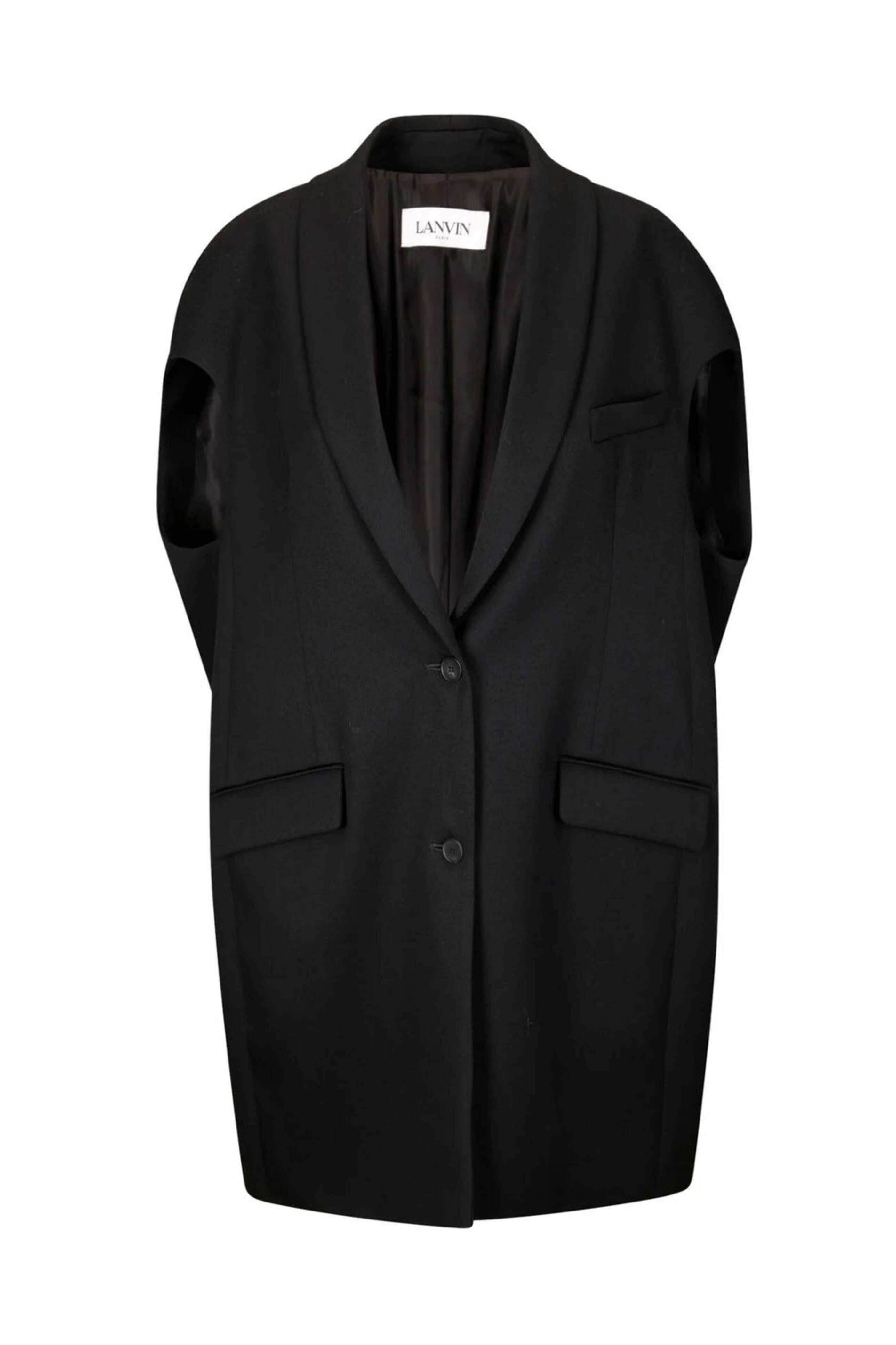 Lanvin - Black Sleeveless Cocoon Jacket | Mitchell Stores
