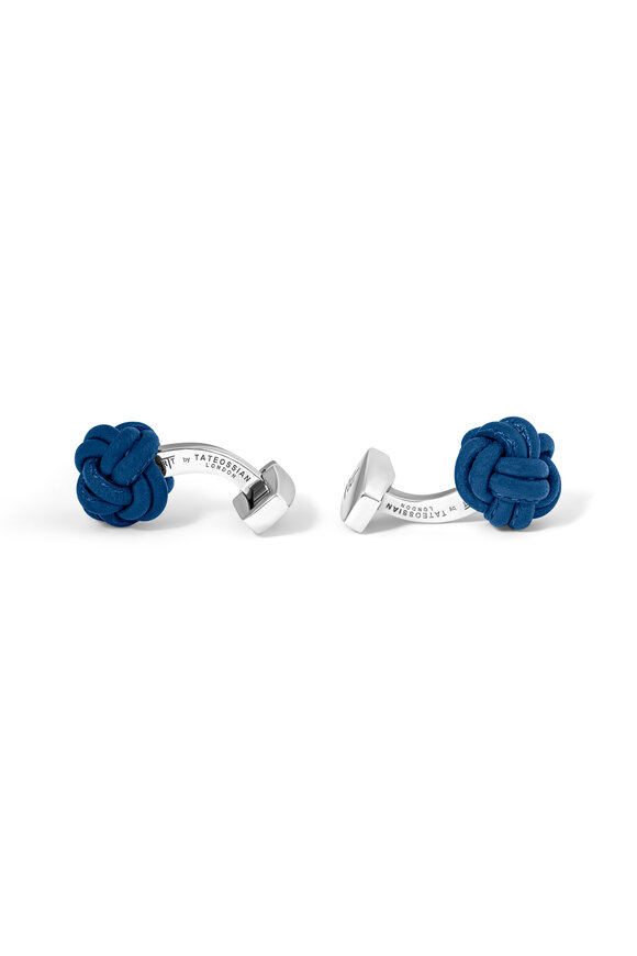 Tateossian - Royal Blue Leather Cable Knot Cufflinks 