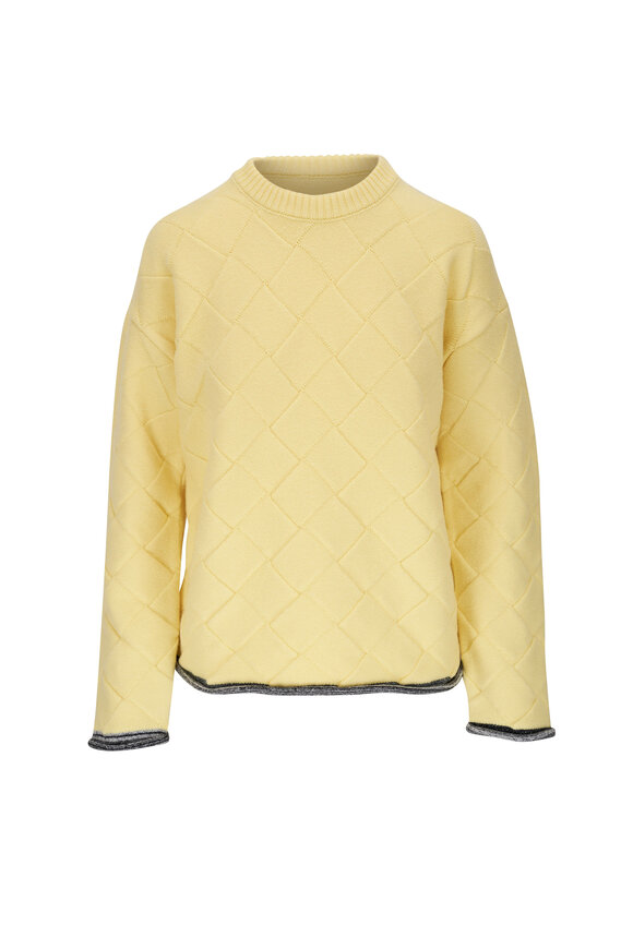 Bottega Veneta Pineapple Intreccio 3D Knit Crewneck Sweater 