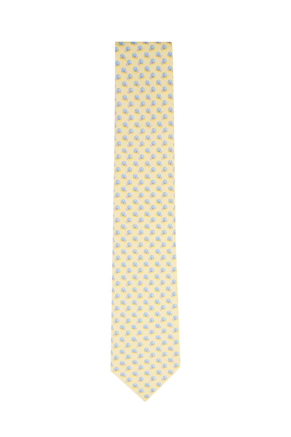 Ferragamo Yellow Football Print Silk Necktie