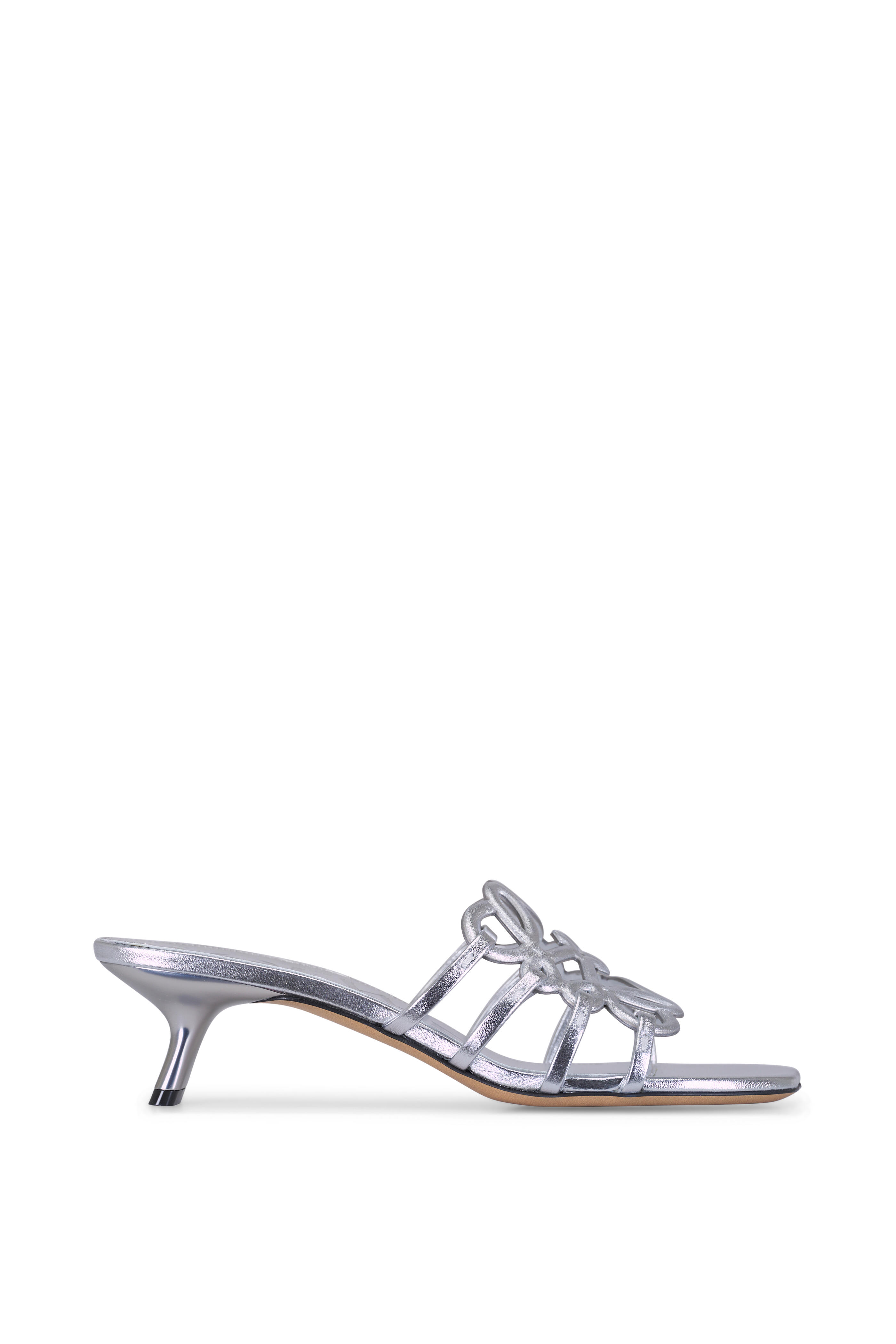 Loewe - Petal Silver Anagram Slide, 45mm