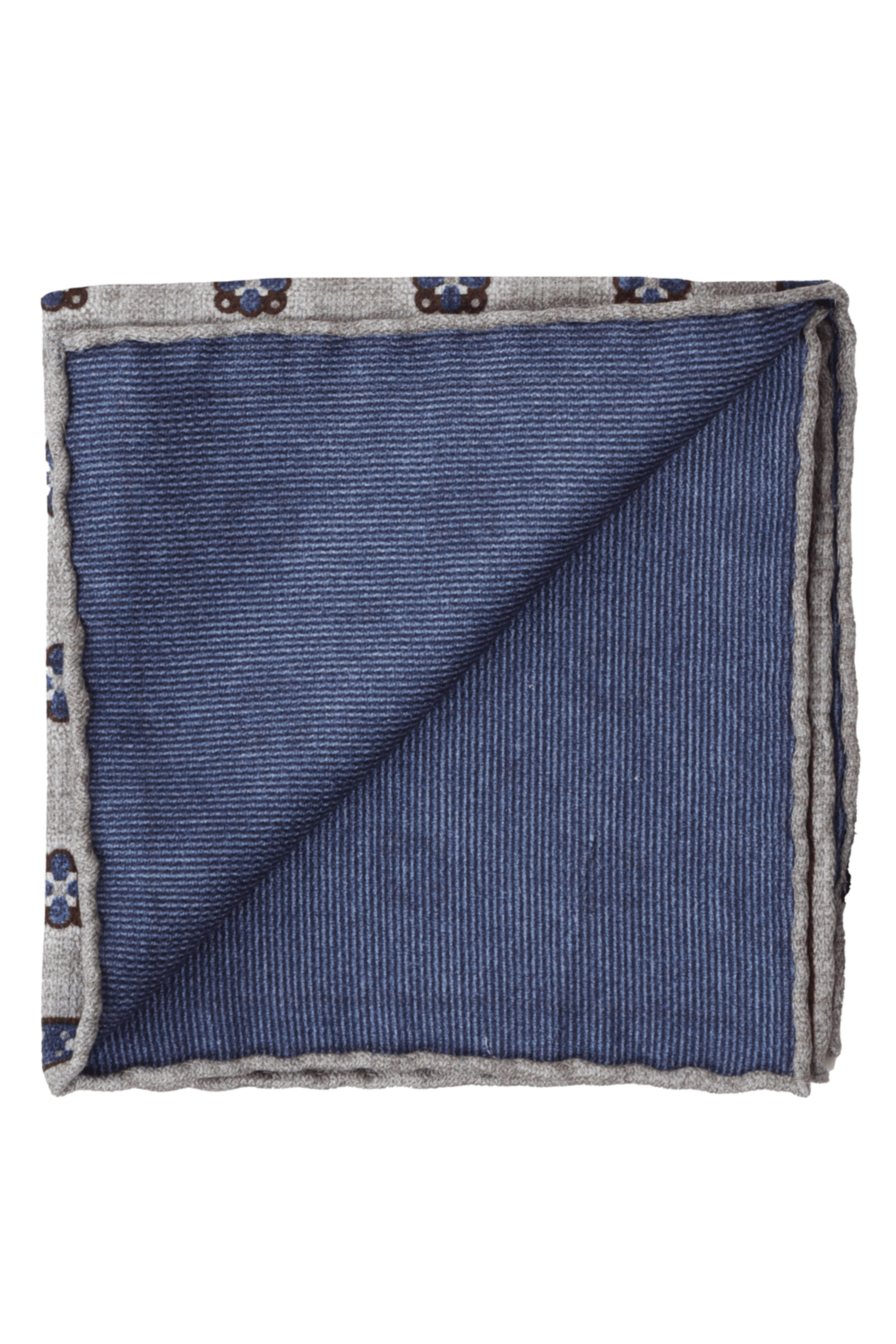Edward Armah - Grey and Blue Foulard Pocket Square
