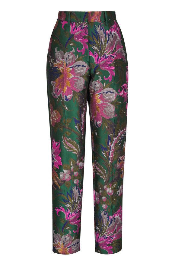 Etro Bristol Green Paisley Floral Multi Jacquard Pant - view 1