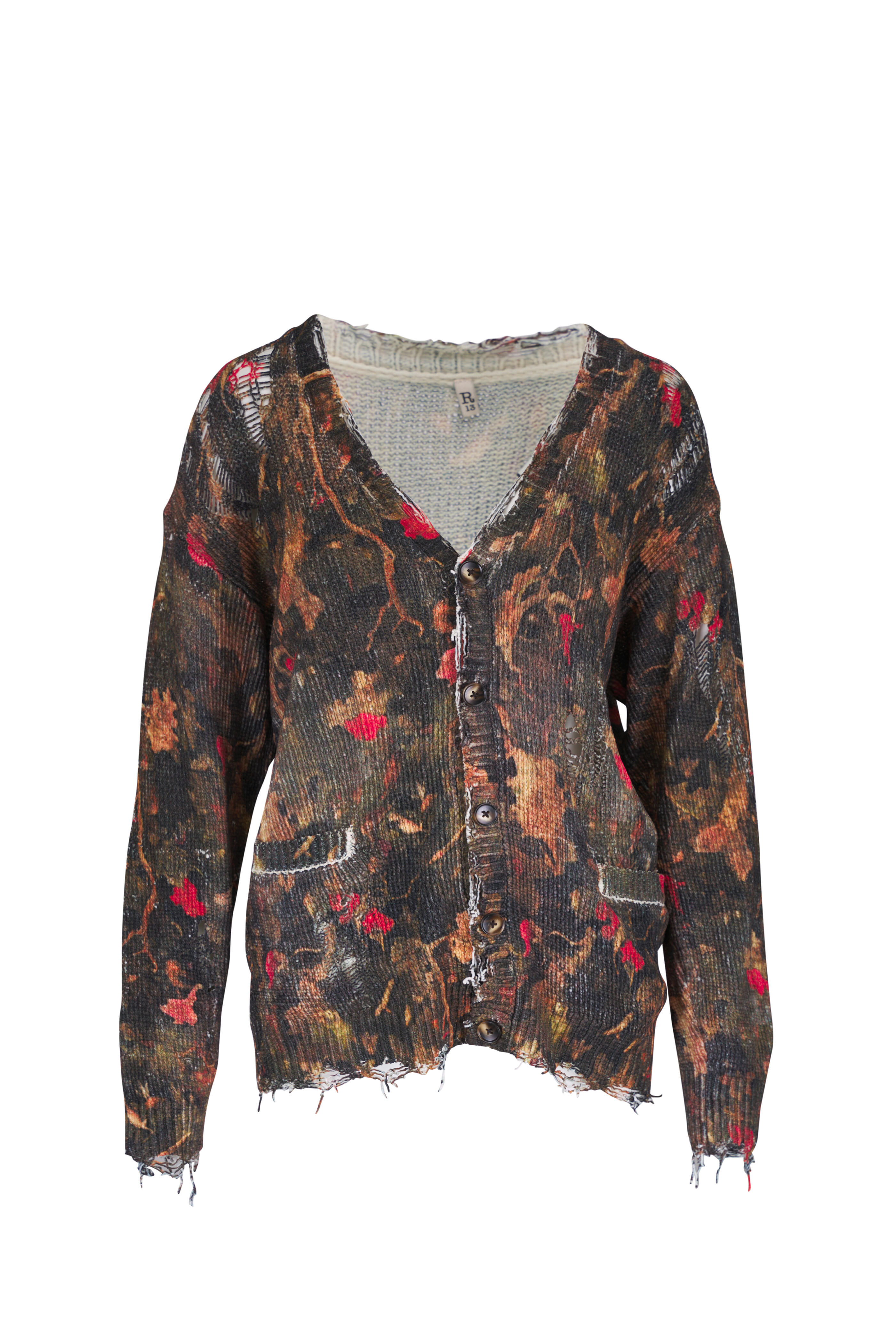 R13 - Boyfriend Camo Leaf Cotton Cardigan | Mitchell Stores
