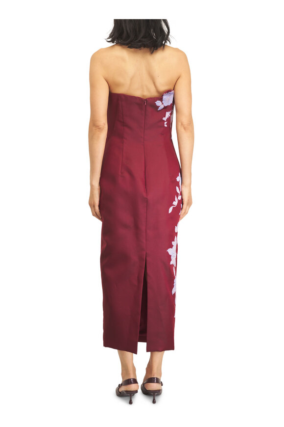 Lela Rose Rose Oxblood & Lavender Fil Coupe Strapless Dress - view 4