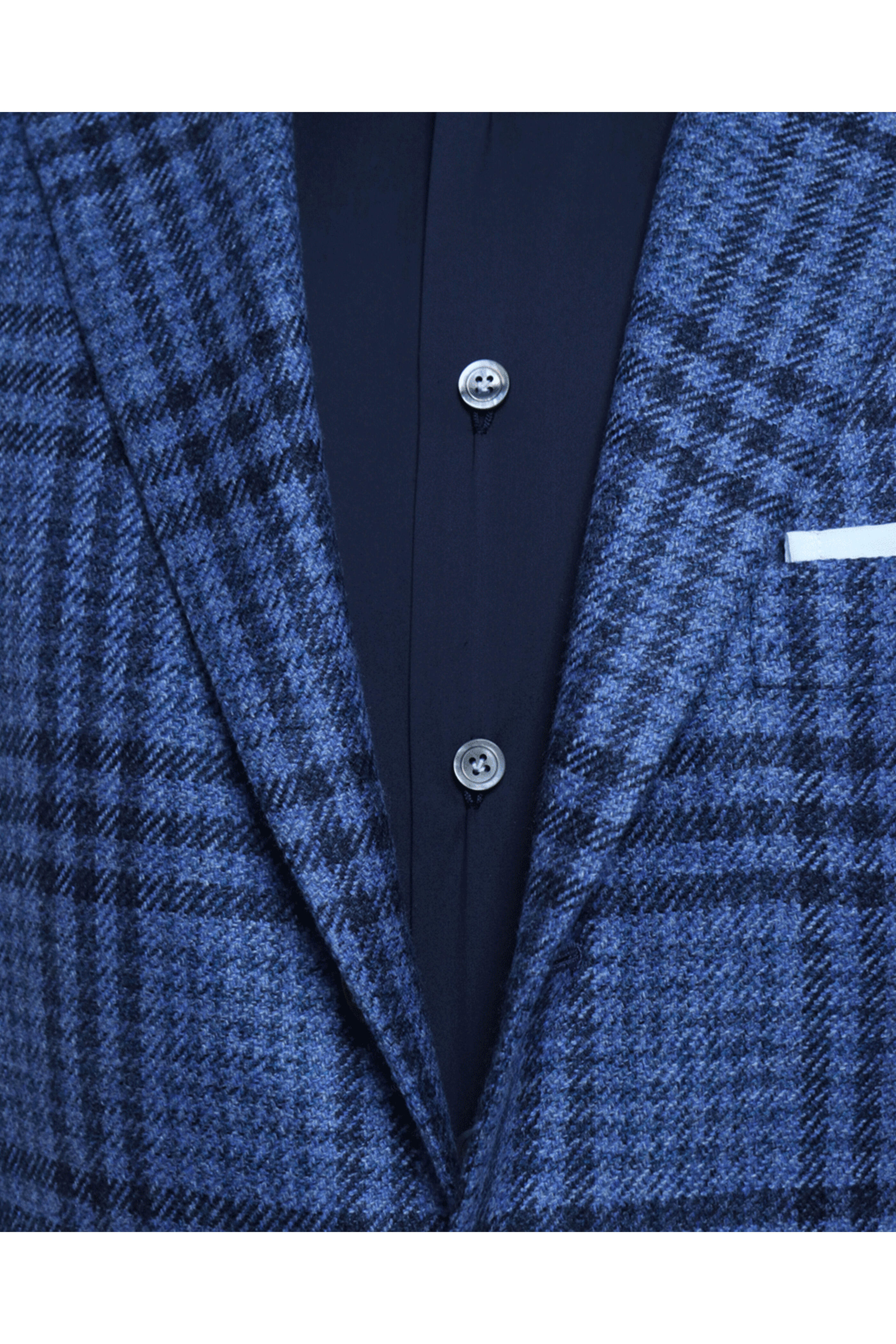 Kiton - Light Blue with Navy Windowpane Cashmere Sportcoat