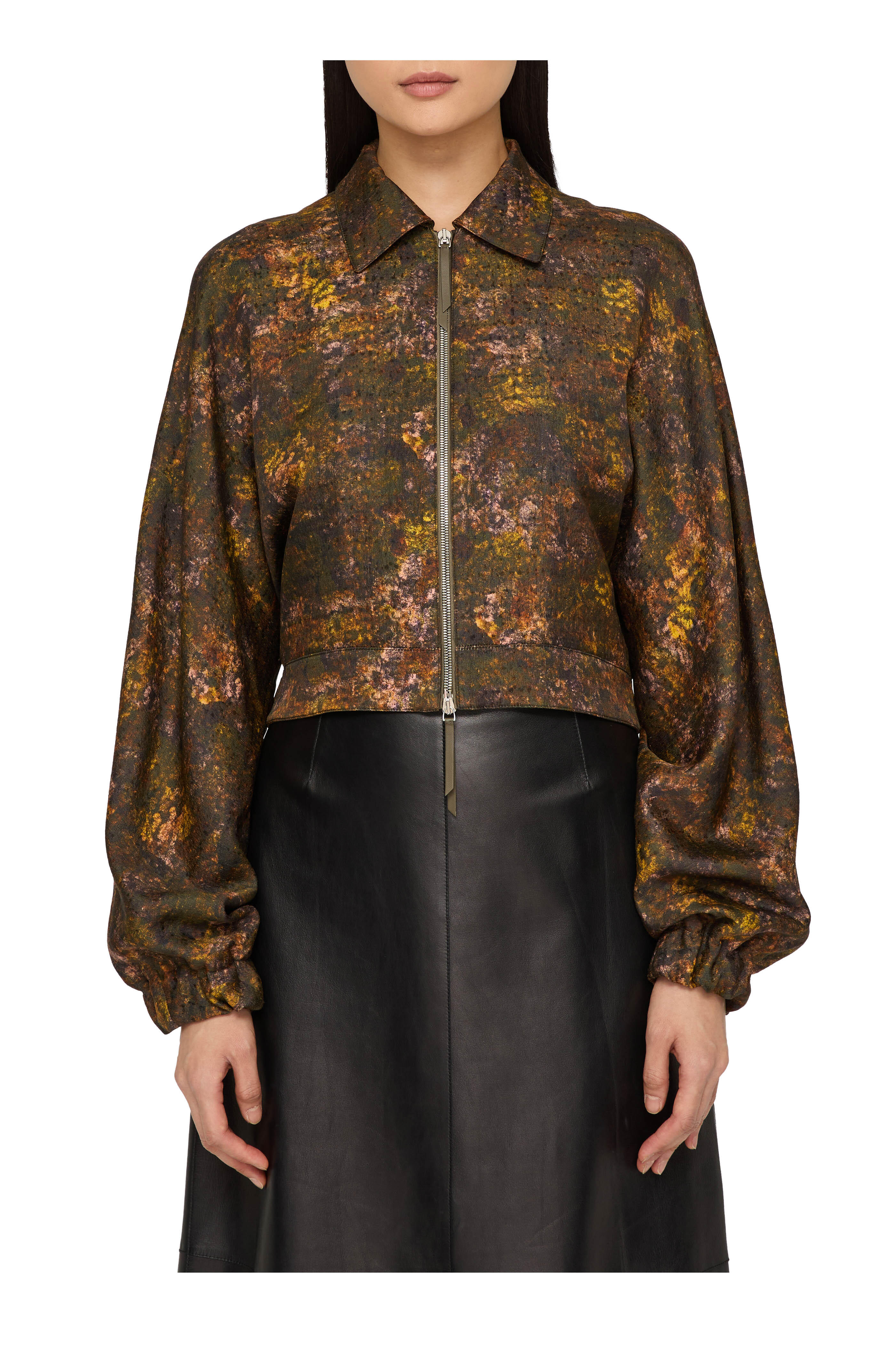 Lafayette 148 New York - Impression Print Silk & Wool Bomber Jacket