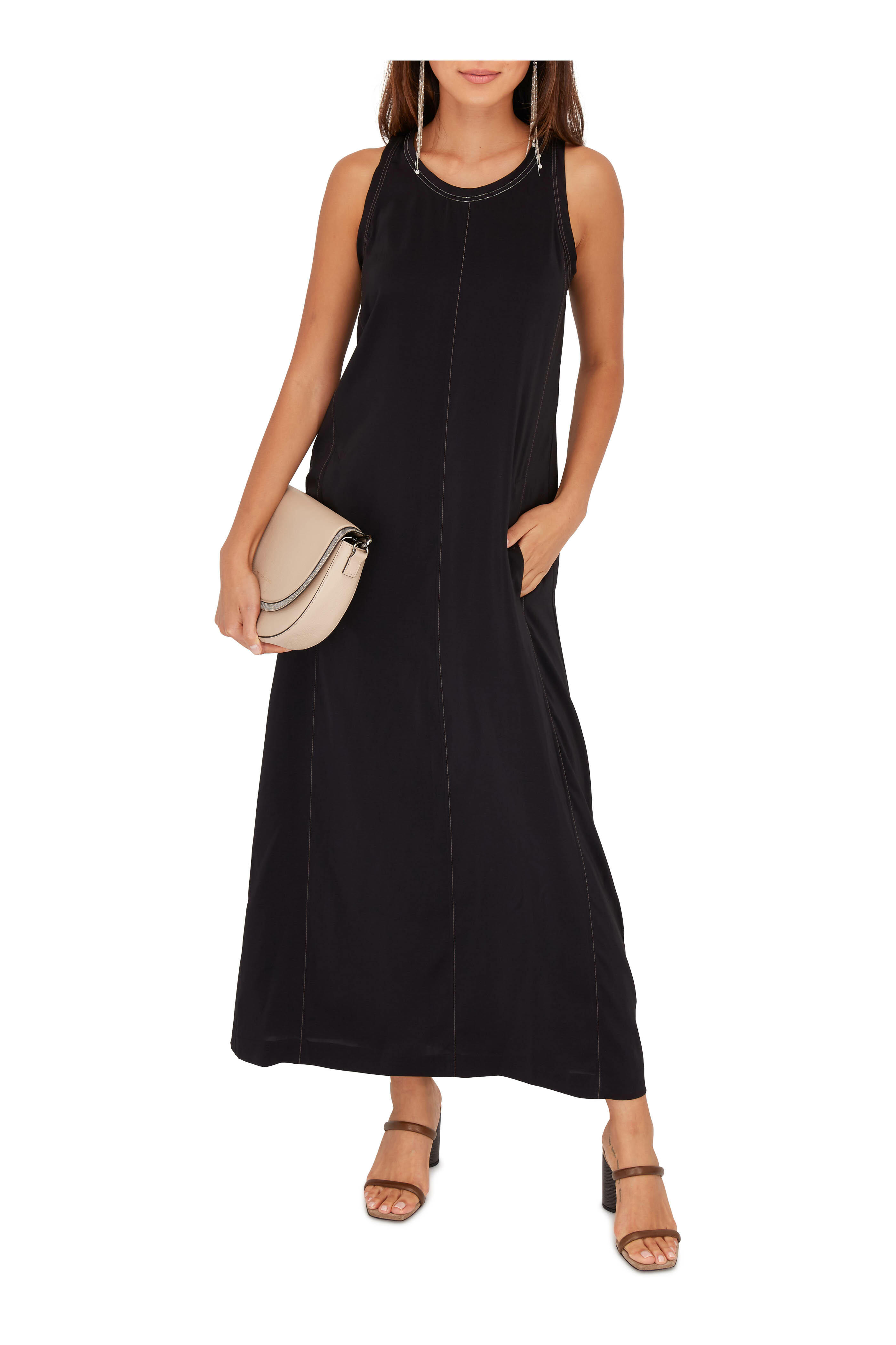 Brunello Cucinelli - Beige Pebbled Leather Half Moon Monili