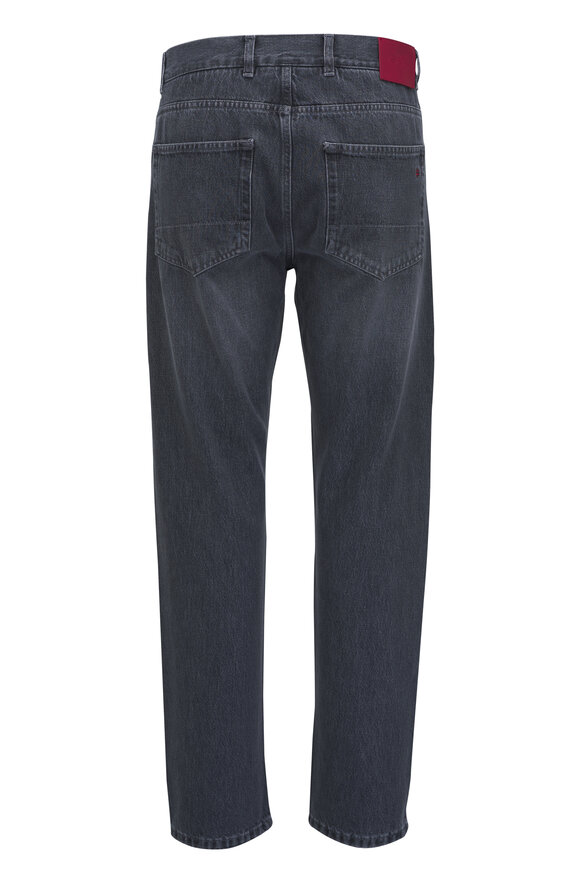 Isaia - Gray Cotton Denim Five Pocket Jean