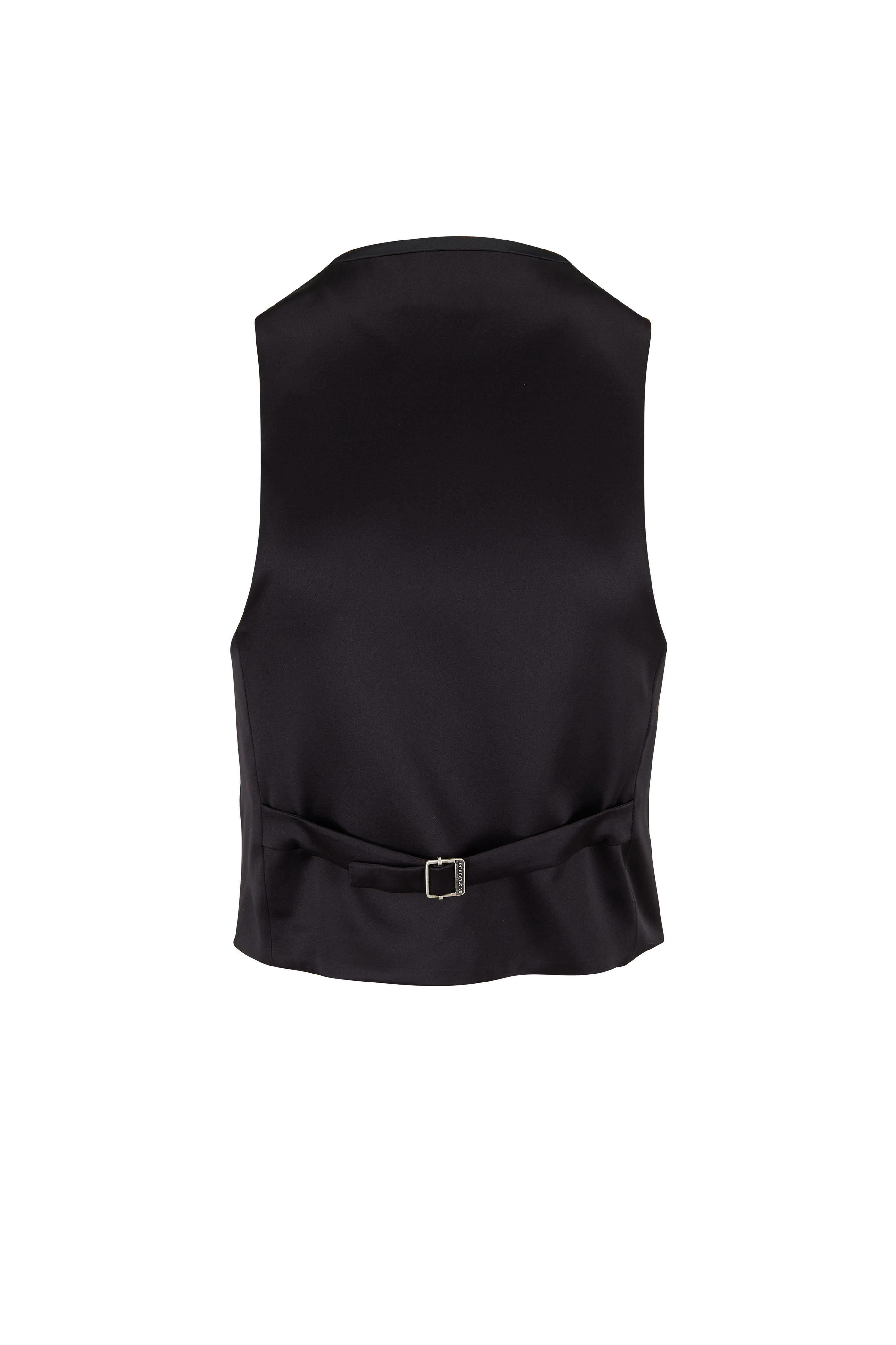 Saint Laurent - Black Wool & Silk Button Front Vest