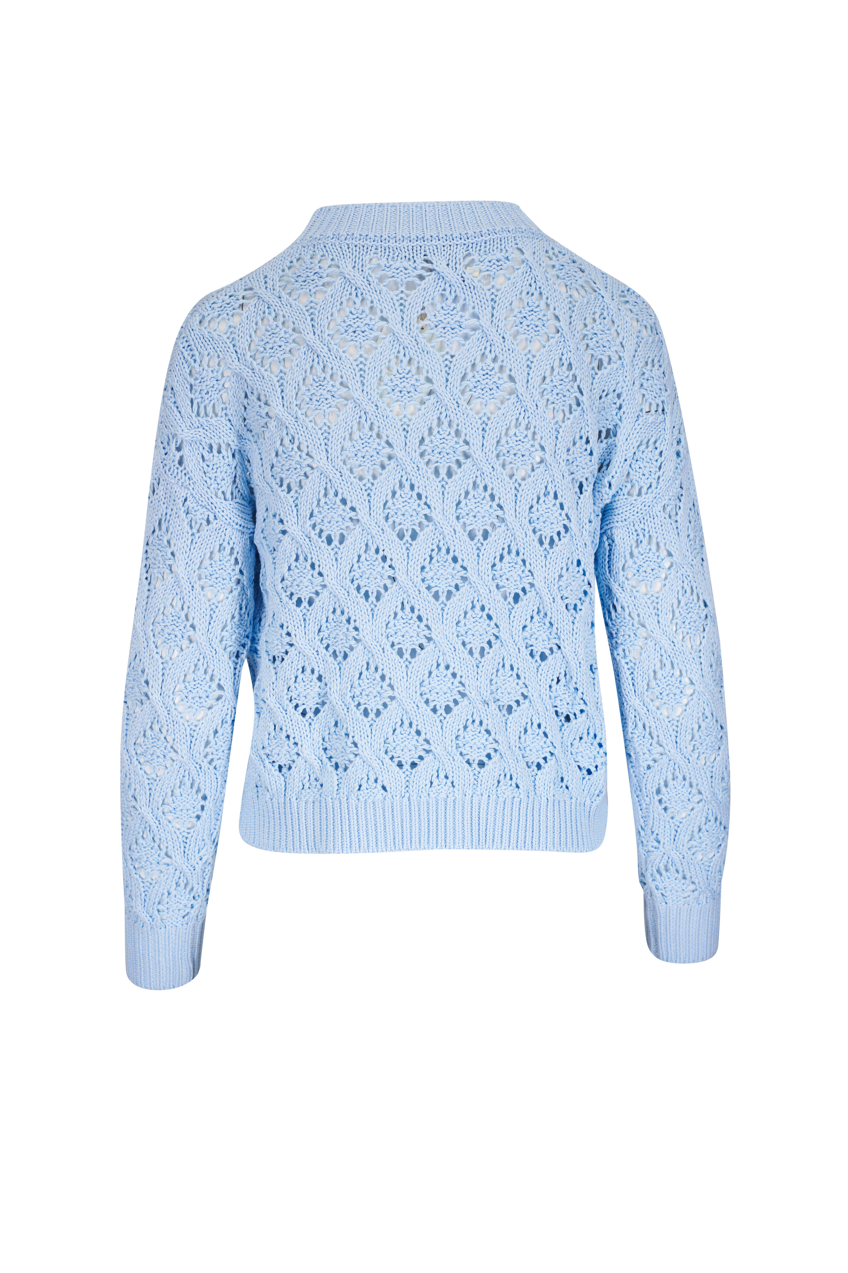 Kinross - Openwork Sky Blue Crewneck Sweater