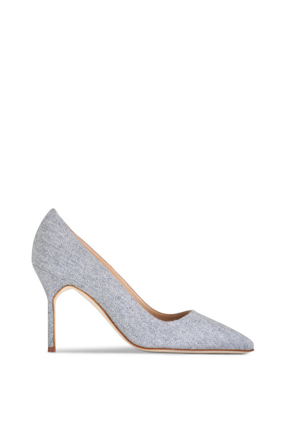 Manolo Blahnik - BB Light Gray Wool Pump, 90mm